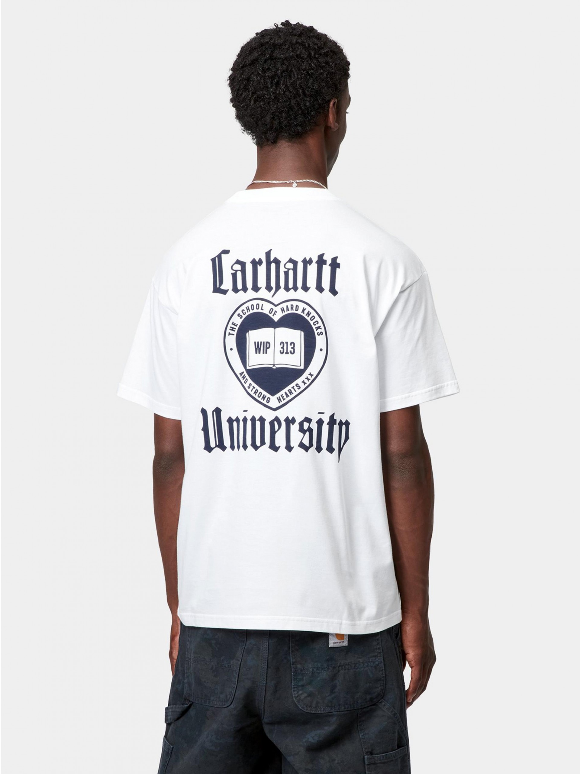 T-shirt Carhartt WIP Schooling Branca e Azul