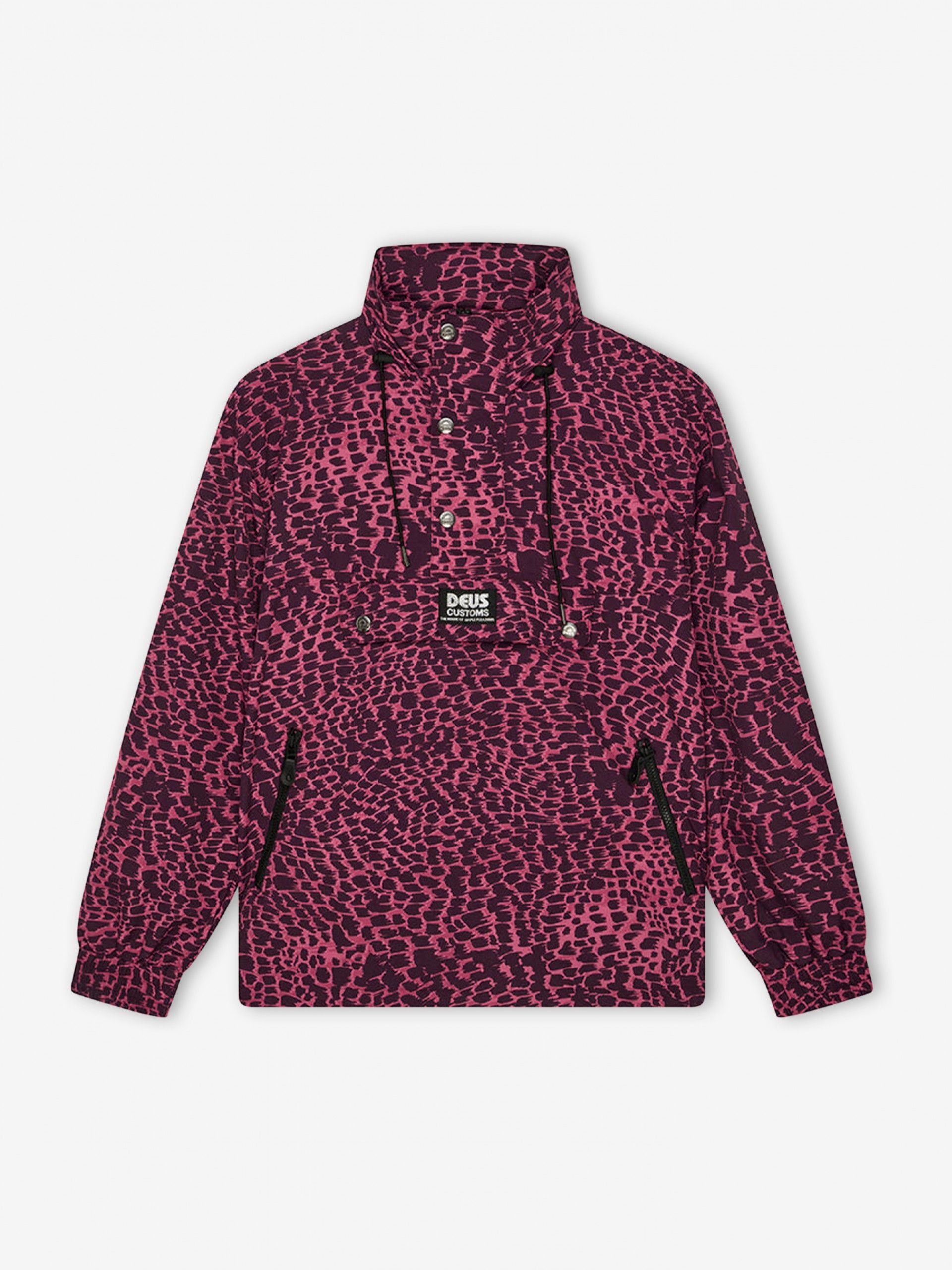 Casaco Corta-Vento com Capuz Deus Ex Machina Zanzibar Estampado Rosa