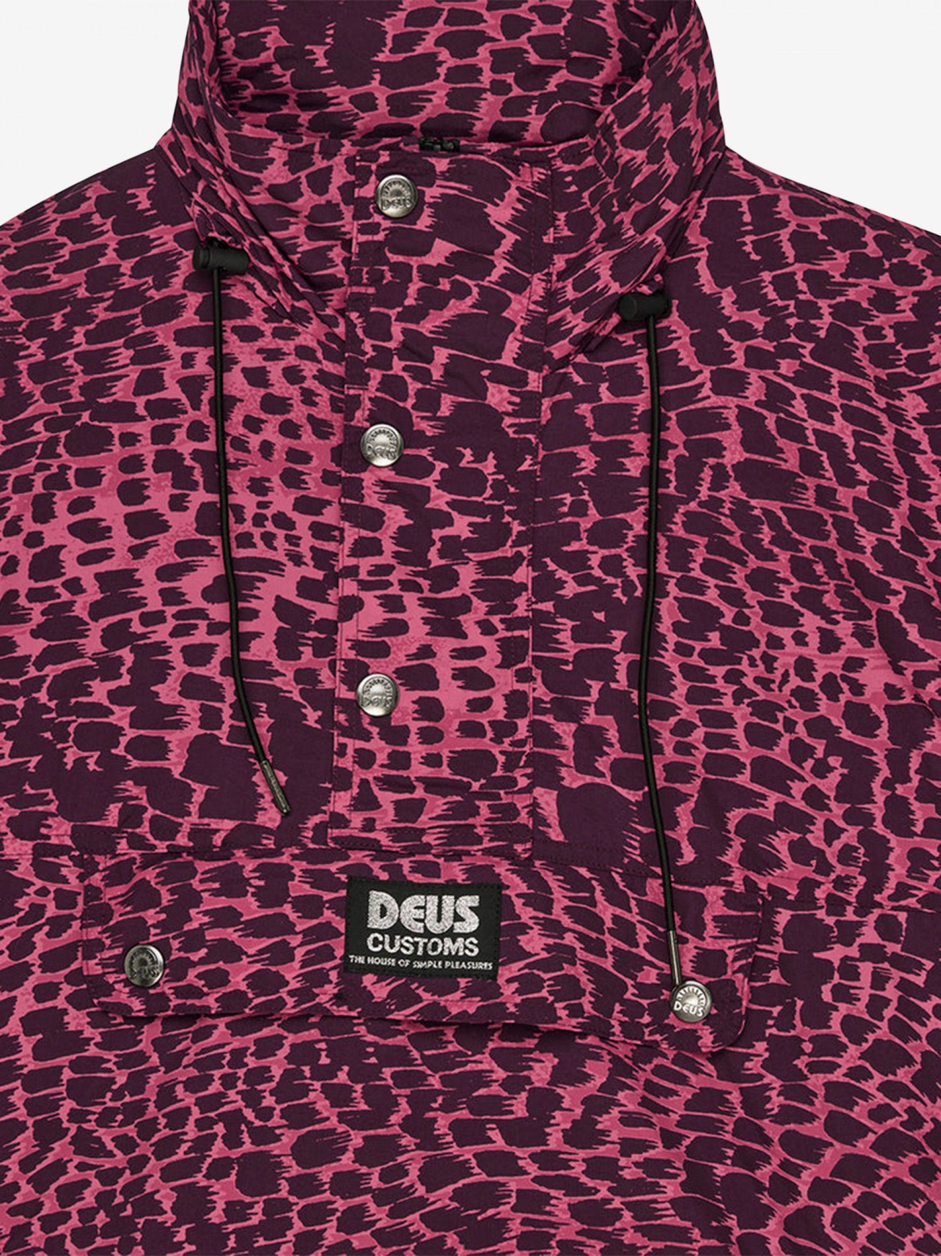 Casaco Corta-Vento com Capuz Deus Ex Machina Zanzibar Estampado Rosa