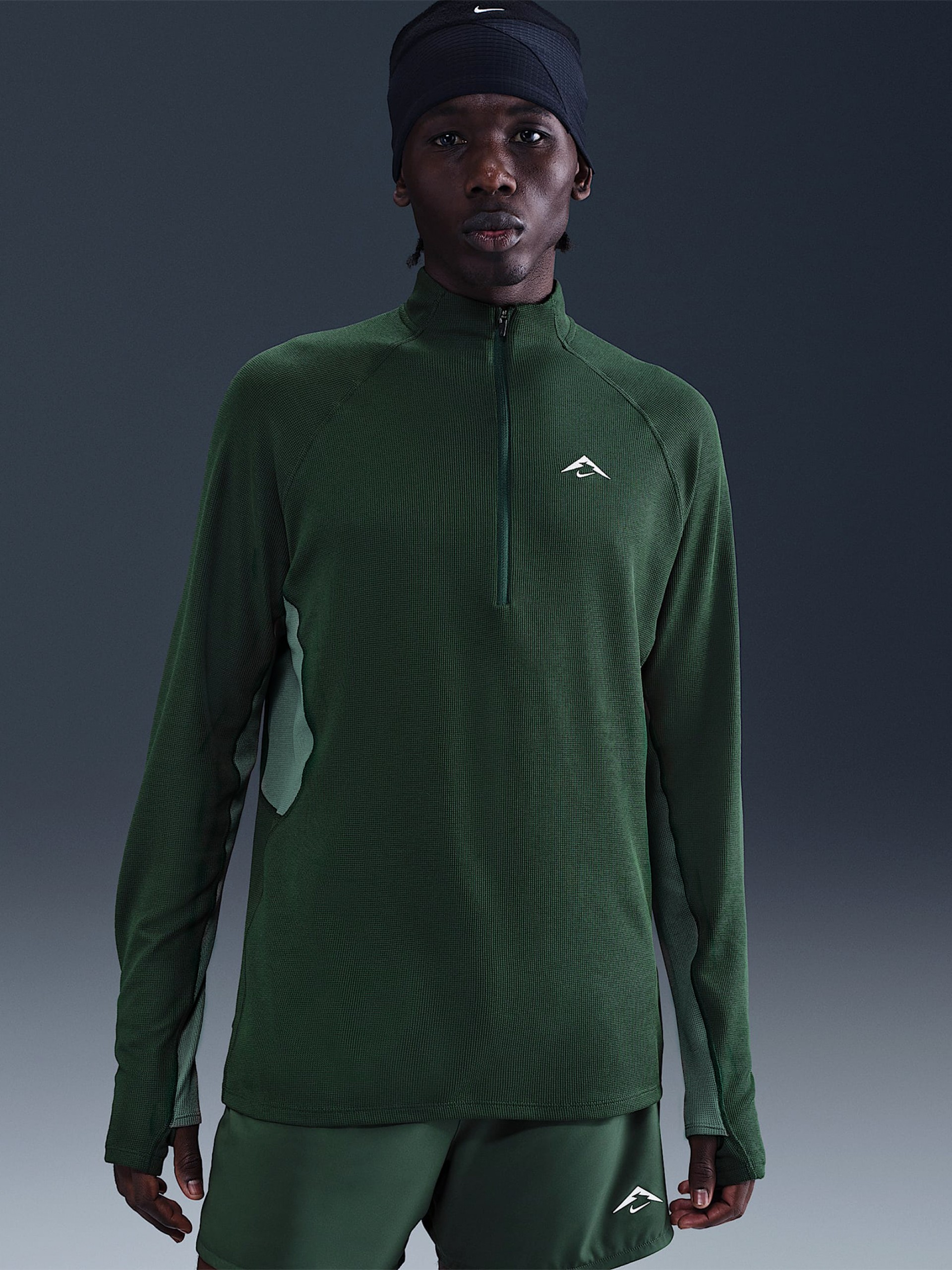 Camisola com Fecho de Trail Nike Dri-FIT Verde Para Homem