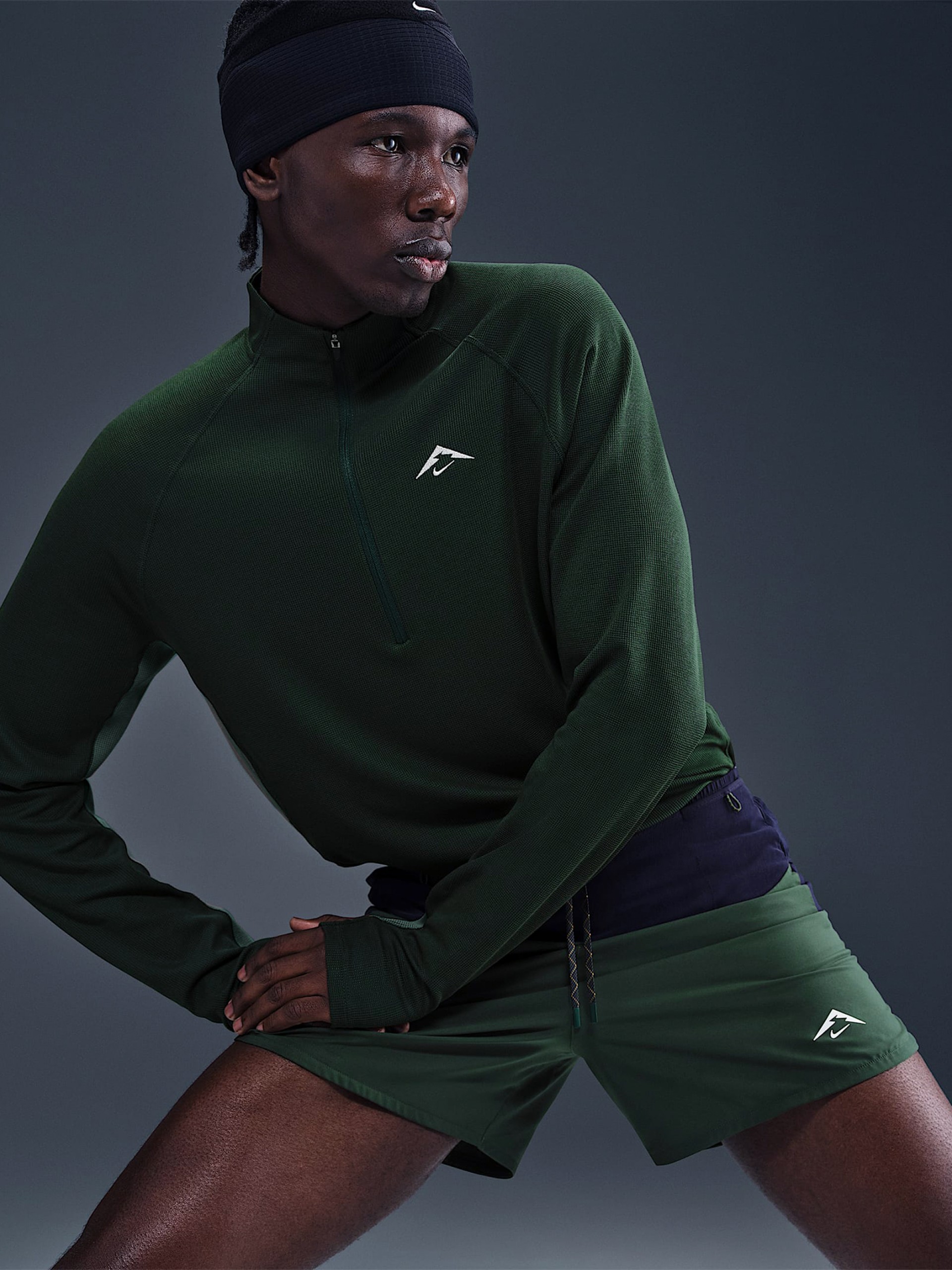 Camisola com Fecho de Trail Nike Dri-FIT Verde Para Homem
