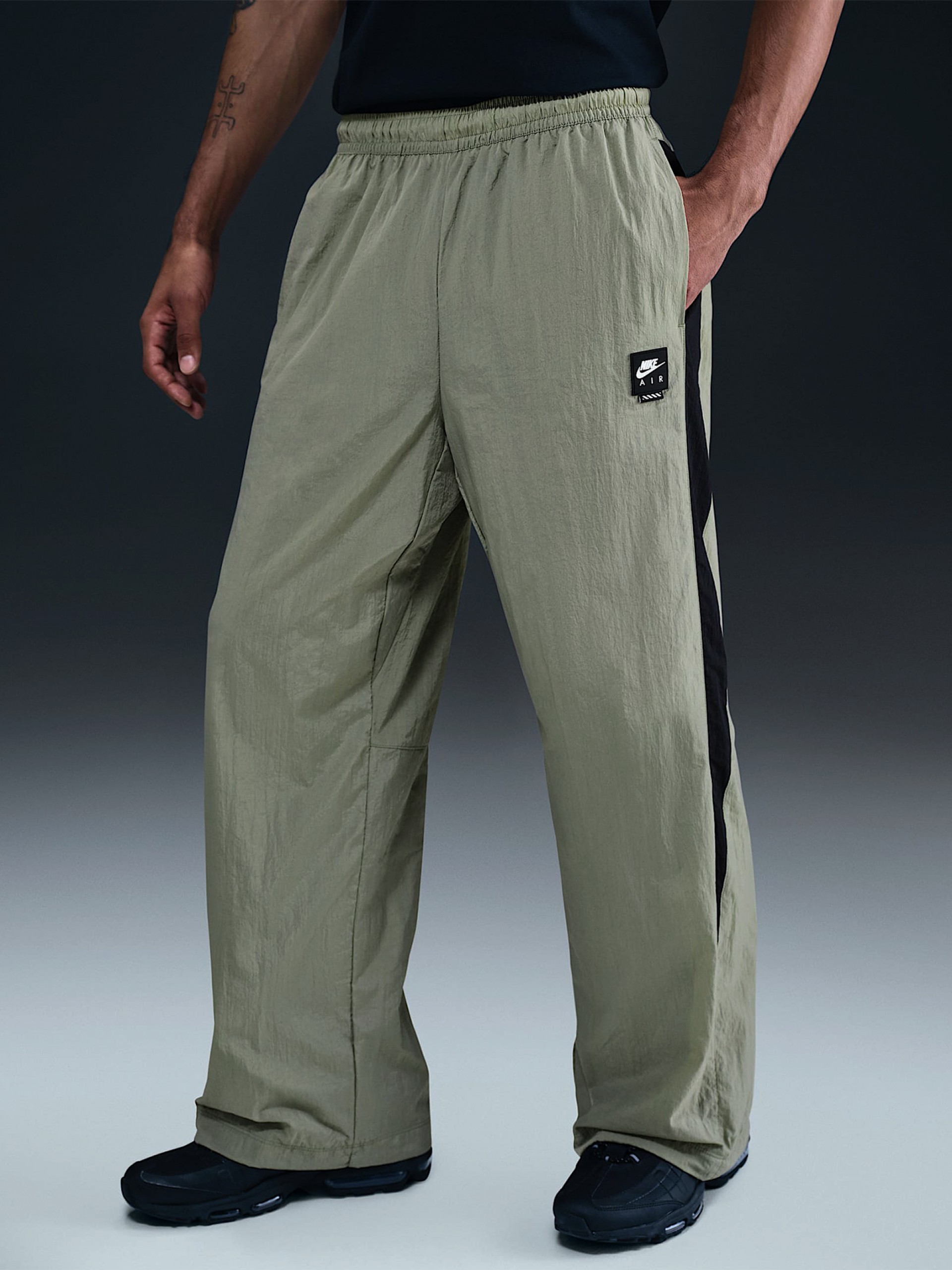 Nike Air Woven Green and Black Trousers For Men