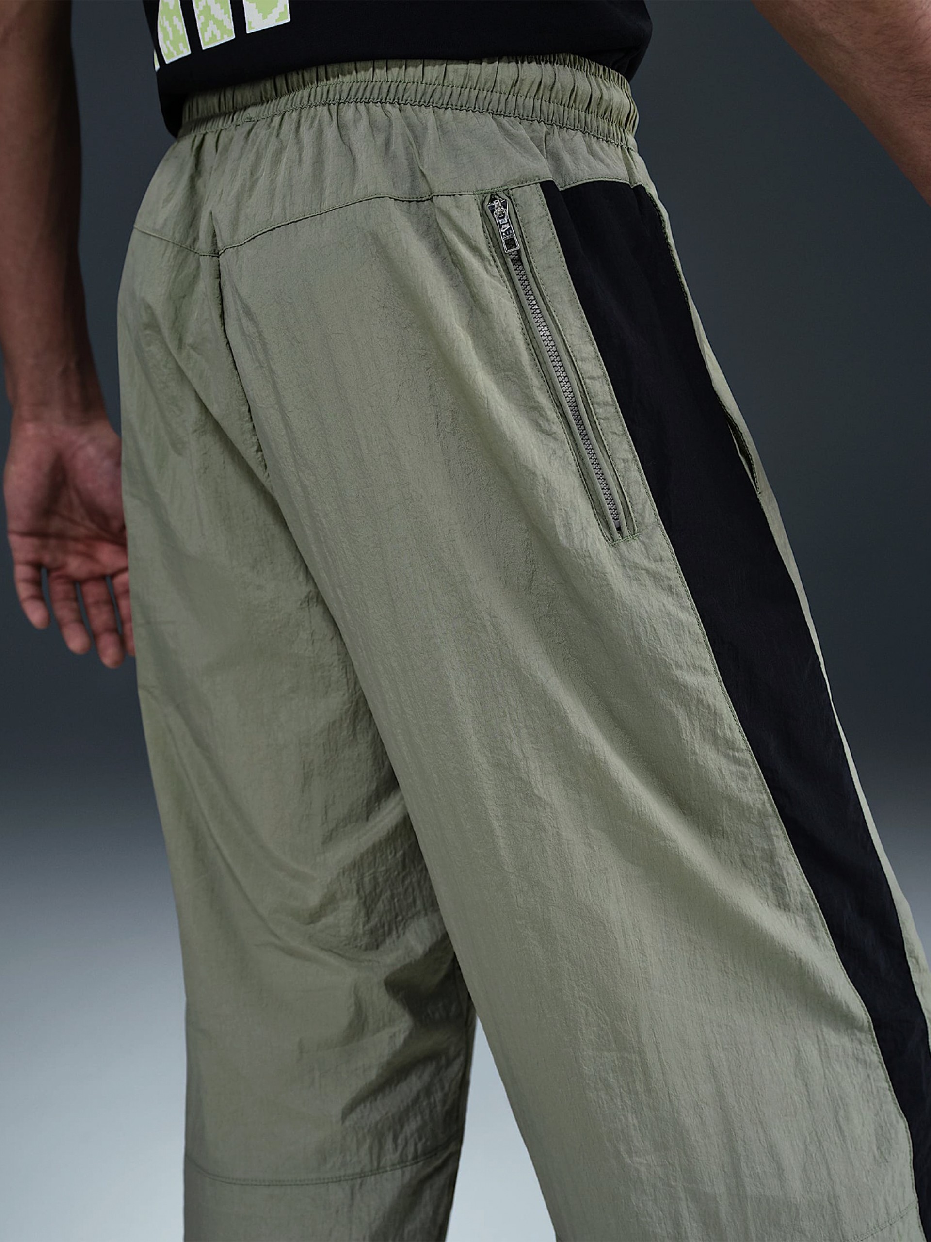 Nike Air Woven Green and Black Trousers For Men