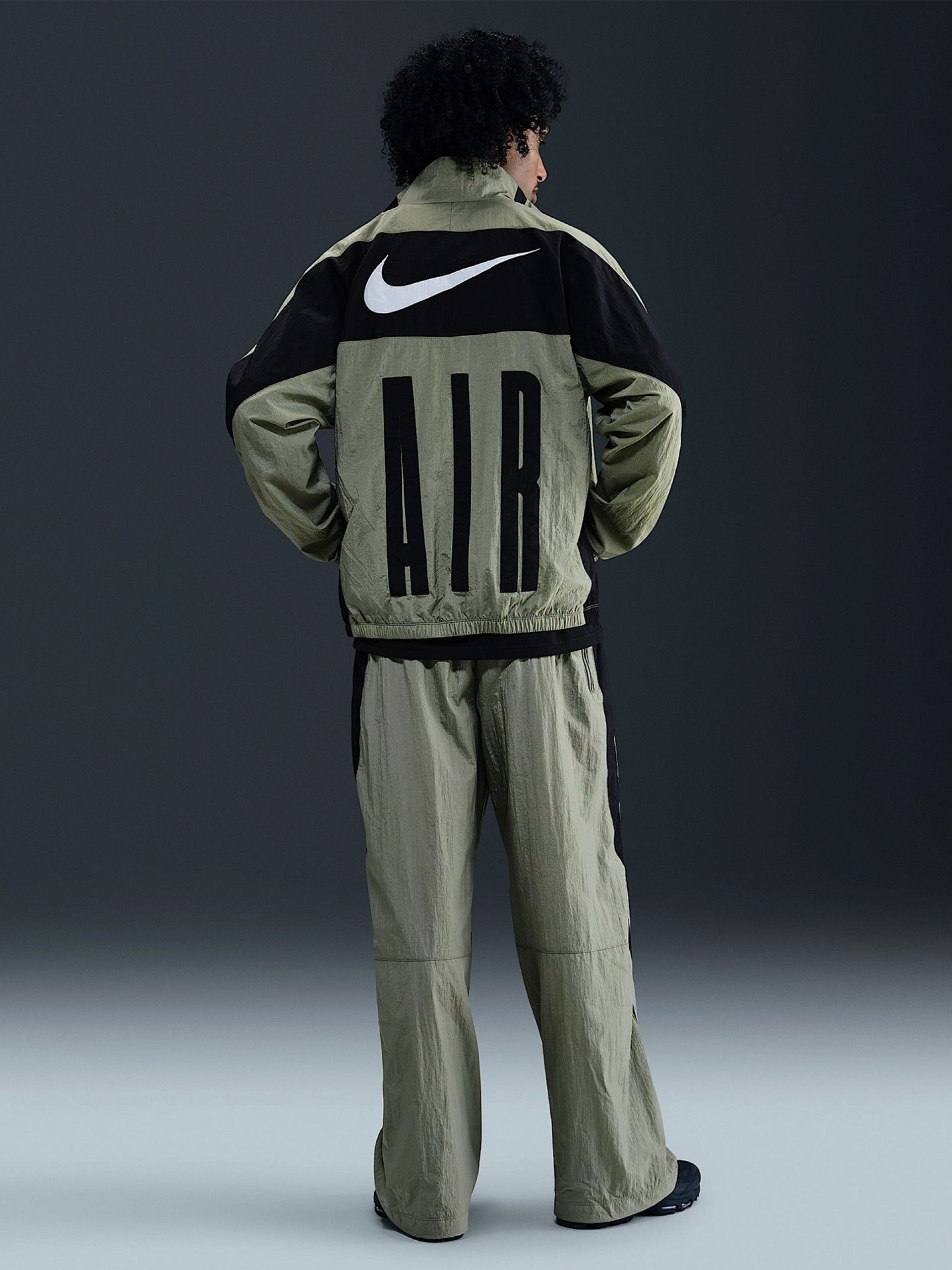 Nike Air Woven Green and Black Trousers For Men