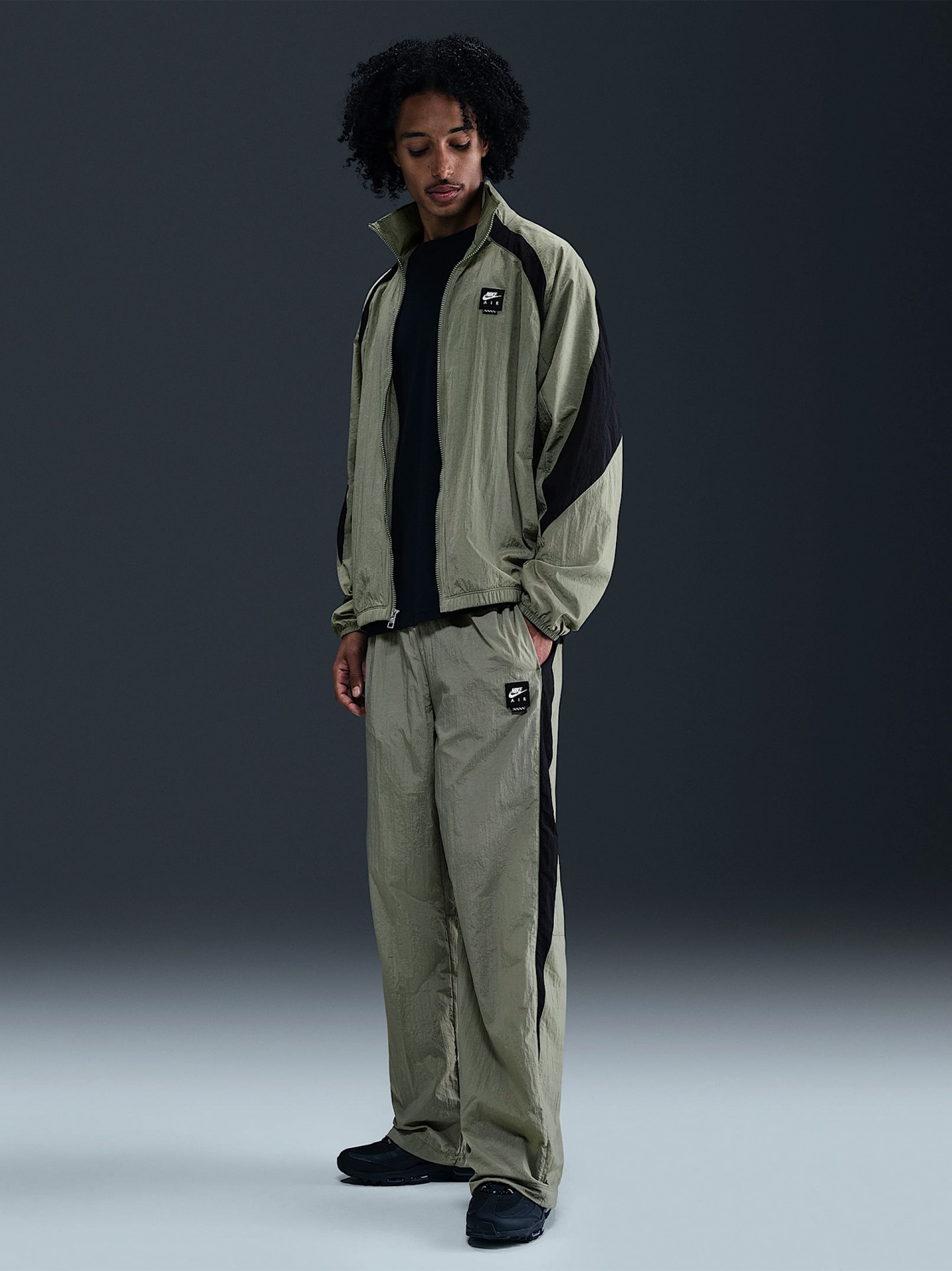 Nike Air Woven Green and Black Trousers For Men