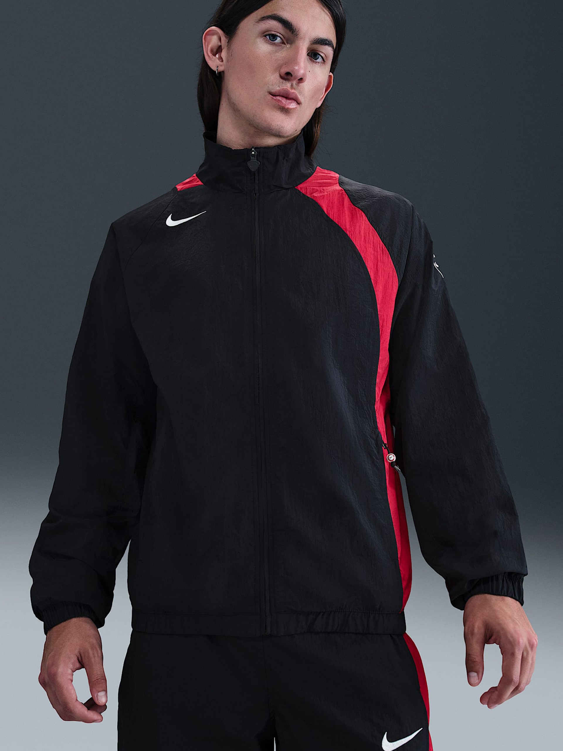 Chaqueta de Fútbol Nike Total 90 Negra y Roja Para Hombre
