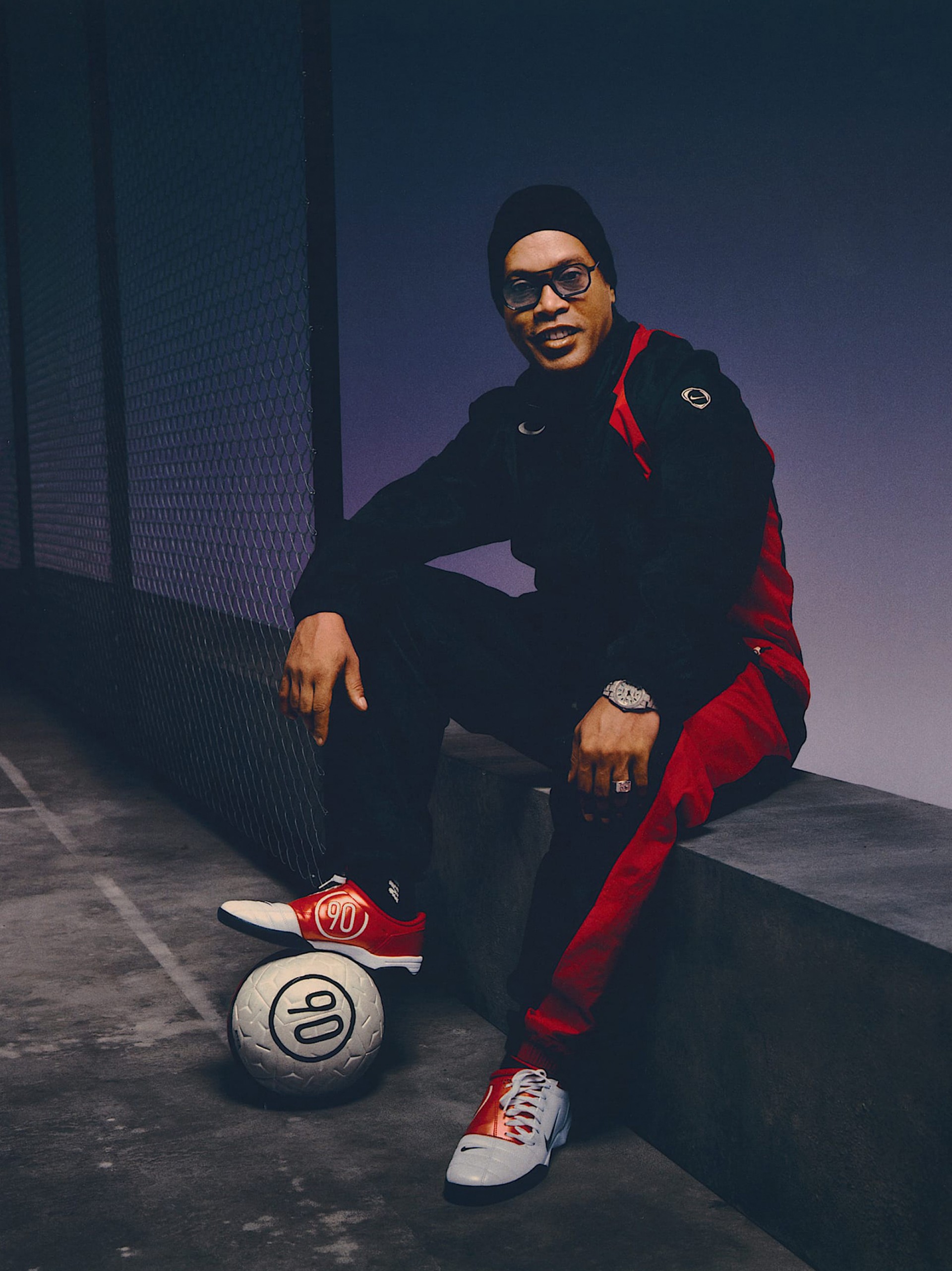 Chaqueta de Fútbol Nike Total 90 Negra y Roja Para Hombre