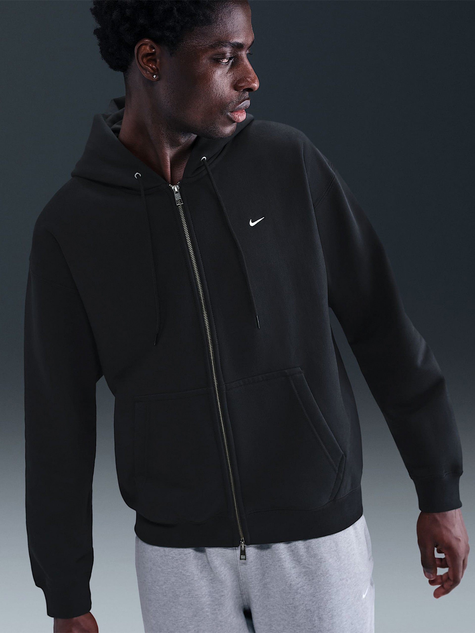 Chaqueta con Capucha Nike Solo Swoosh Negra Para Hombre