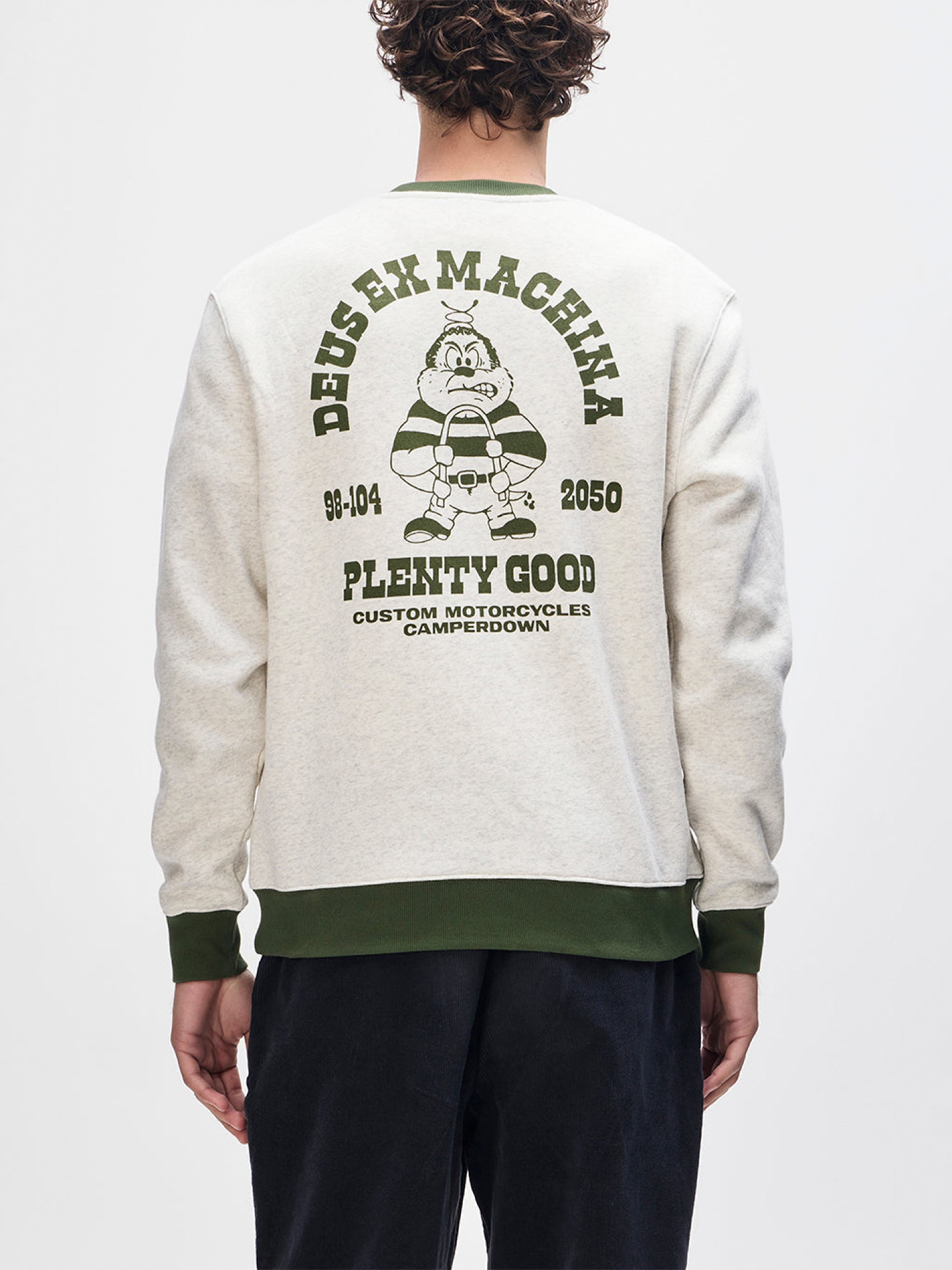 Sudadera Deus Ex Machina Picklock Crew Beige y Verde