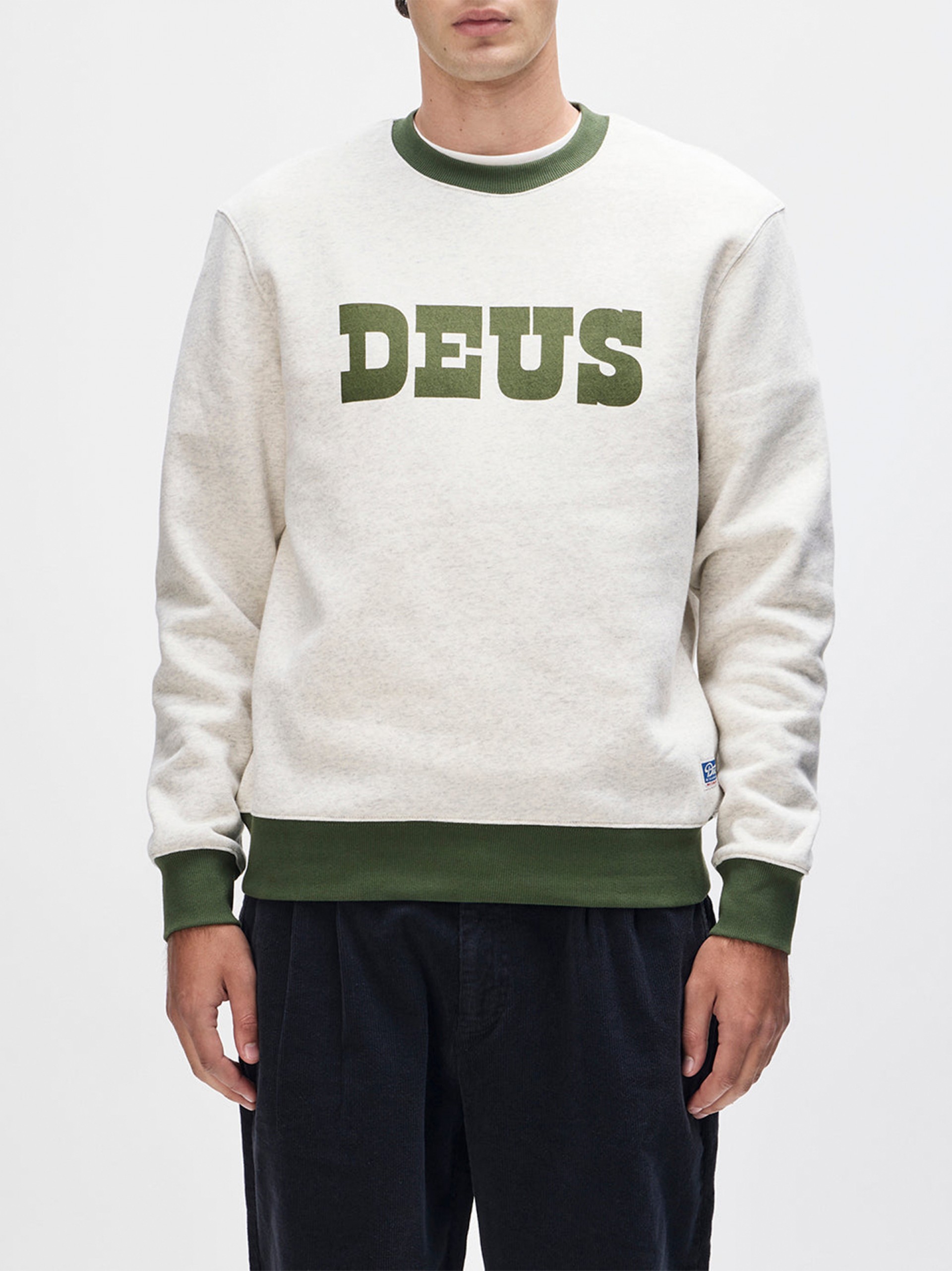 Sudadera Deus Ex Machina Picklock Crew Beige y Verde