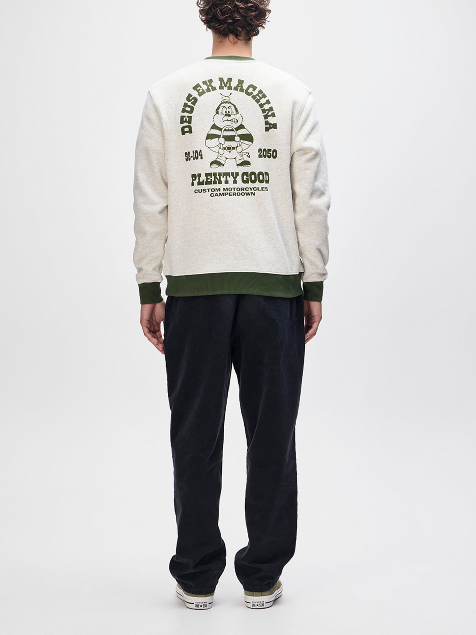 Sudadera Deus Ex Machina Picklock Crew Beige y Verde
