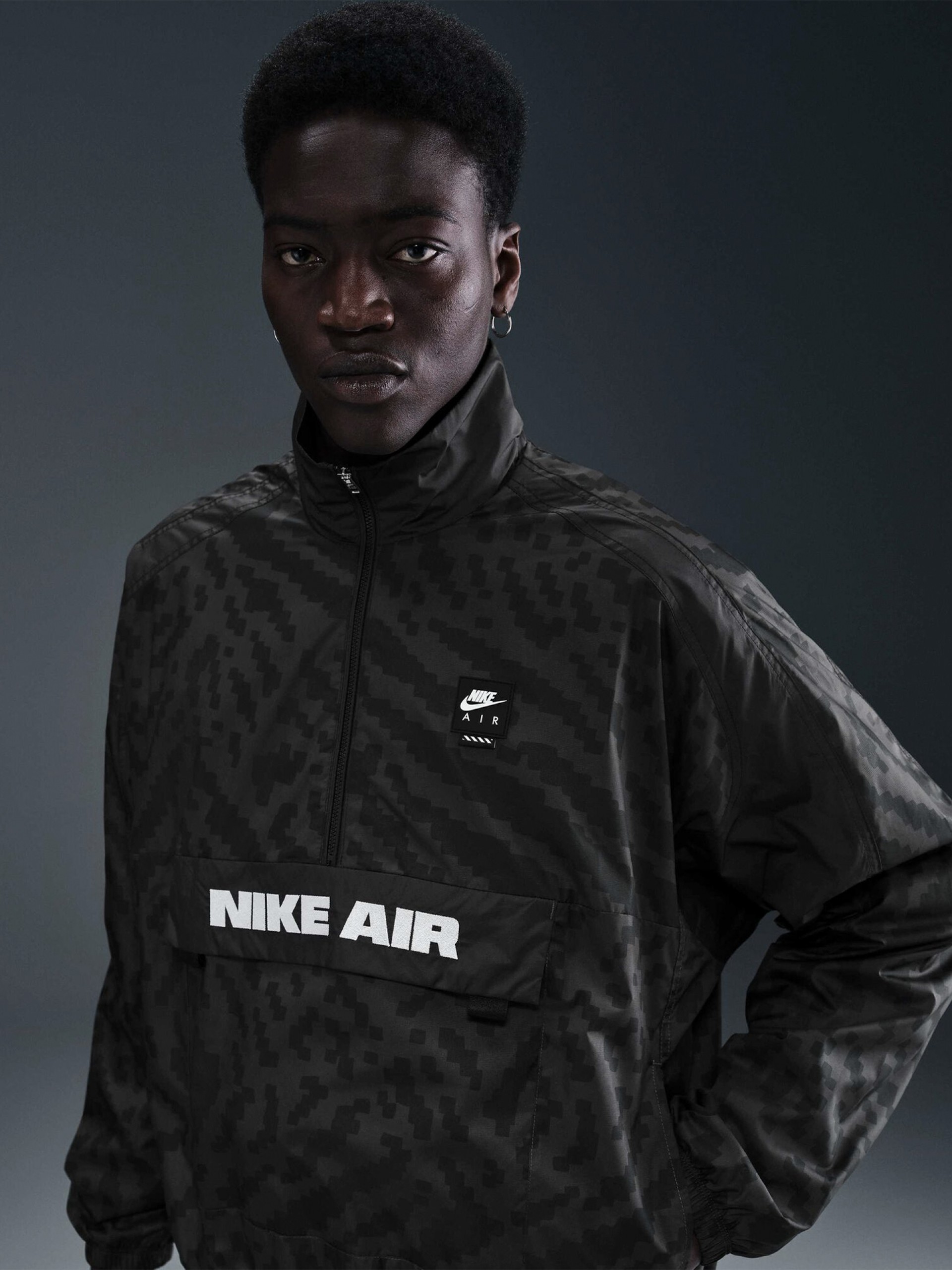 Casaco Nike Air Half-Zip Estampado Cinzento Para Homem