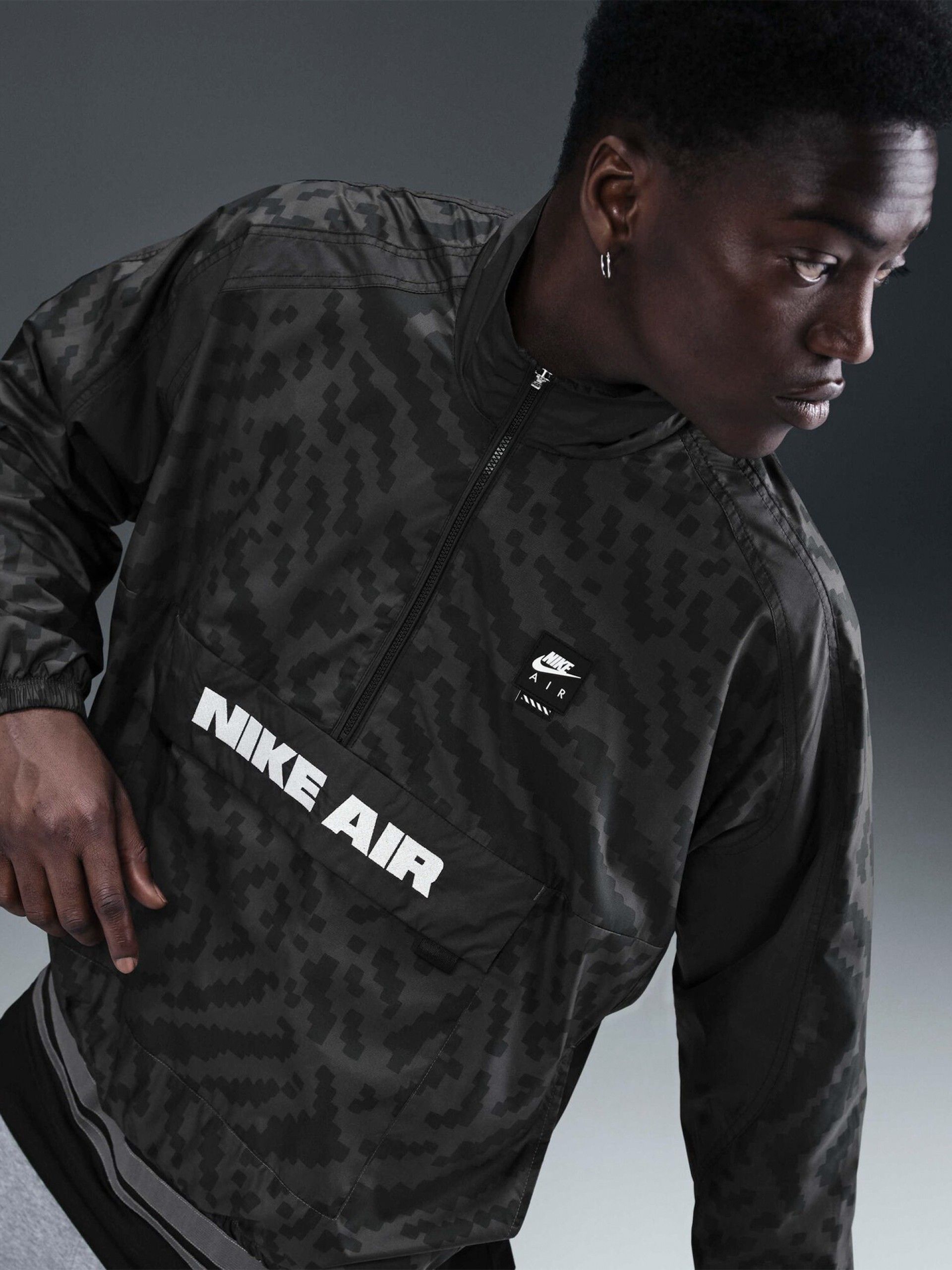 Casaco Nike Air Half-Zip Estampado Cinzento Para Homem