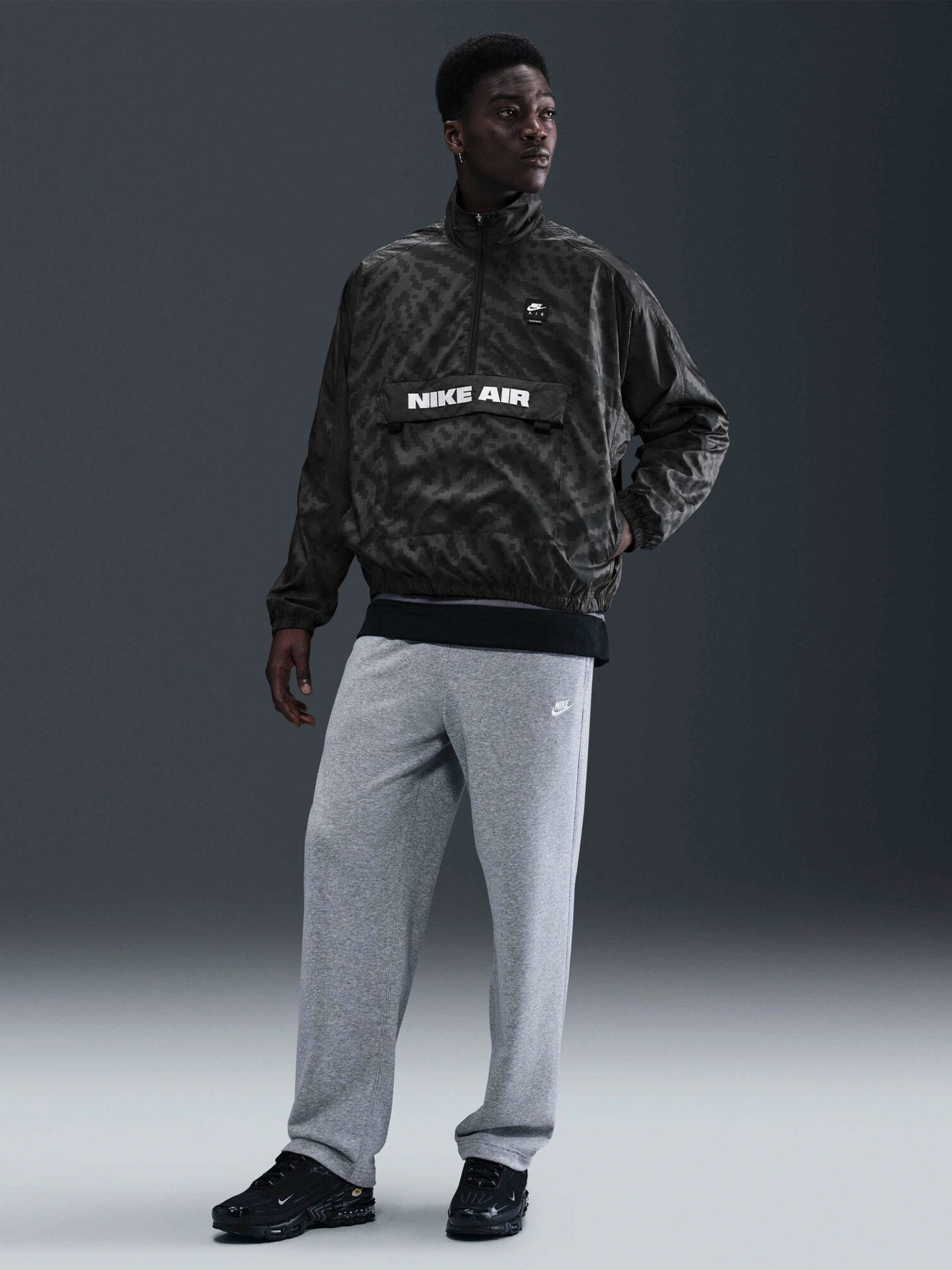 Casaco Nike Air Half-Zip Estampado Cinzento Para Homem