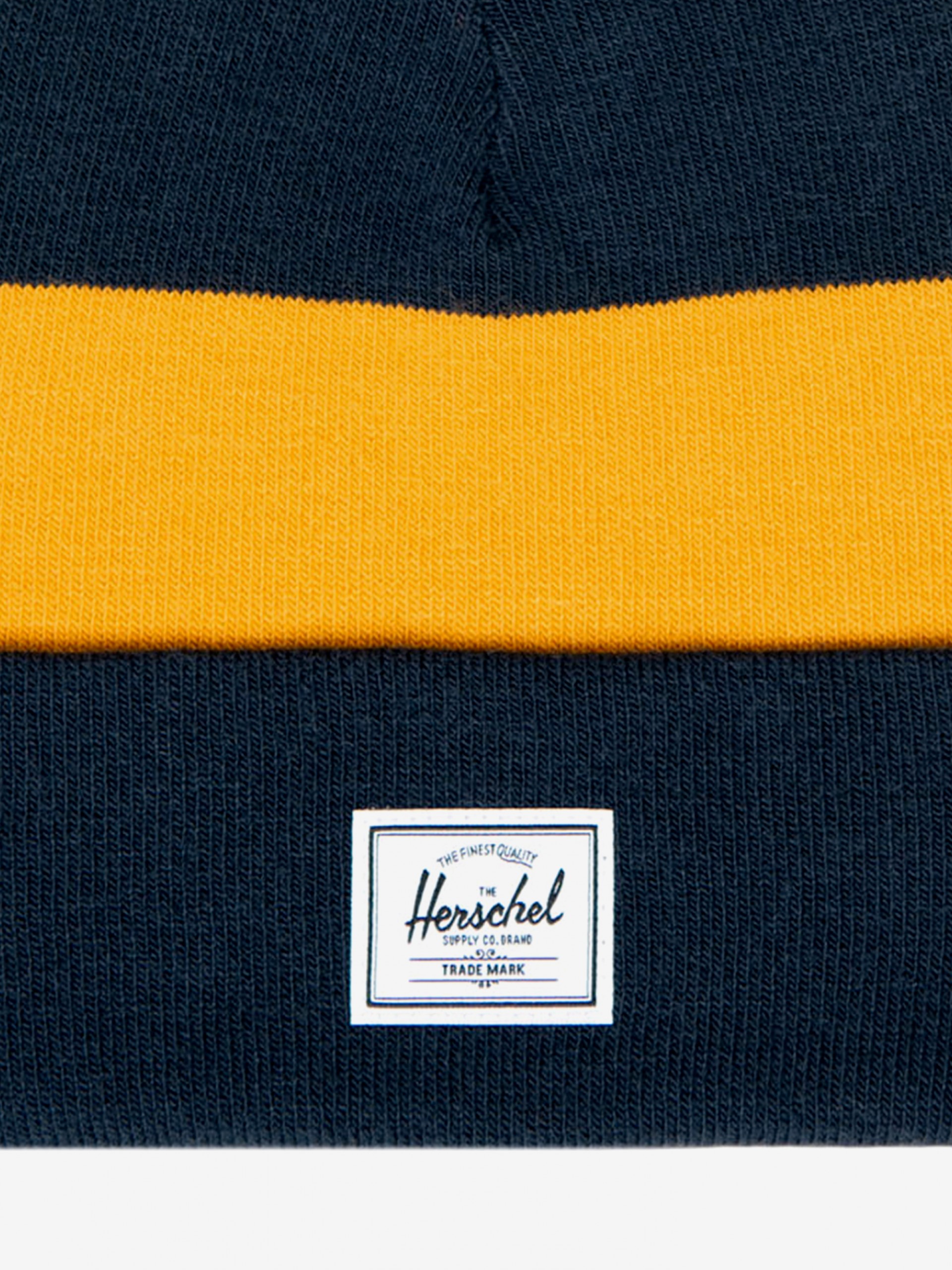 Herschel Elmer Pattern Striped Navy Blue and Yellow Beanie