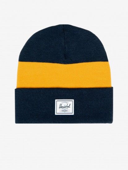Gorro Herschel Elmer Pattern Com Risca Azul Marinho e Amarelo
