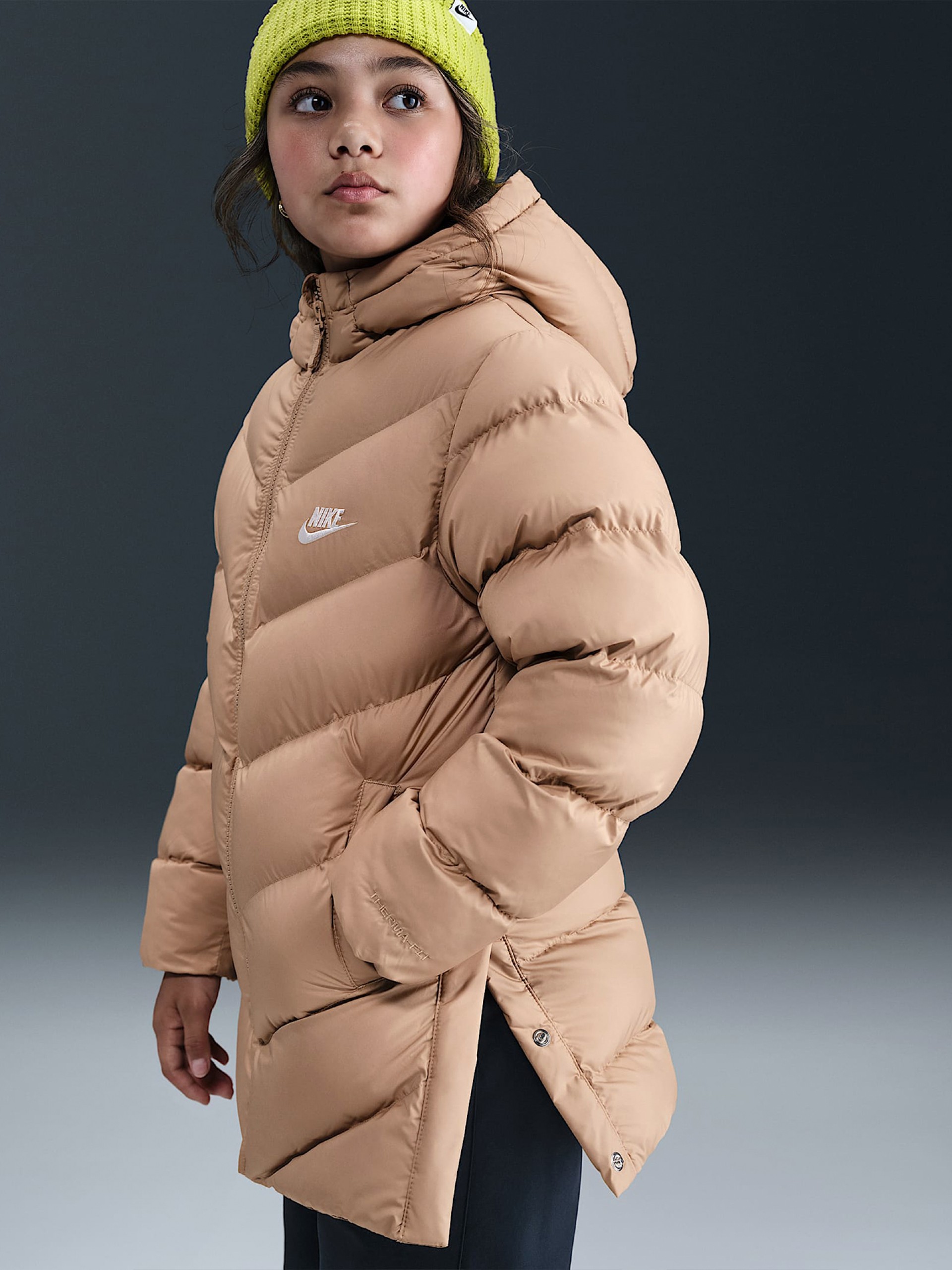 Chaqueta con Capucha Nike Sportswear All Day Play Therma-FIT Loose Júnior Beige