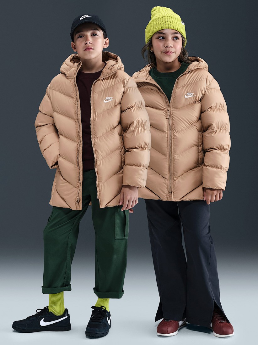 Casaco com Capuz Nike Sportswear All Day Play Therma-FIT Loose Jnior Bege
