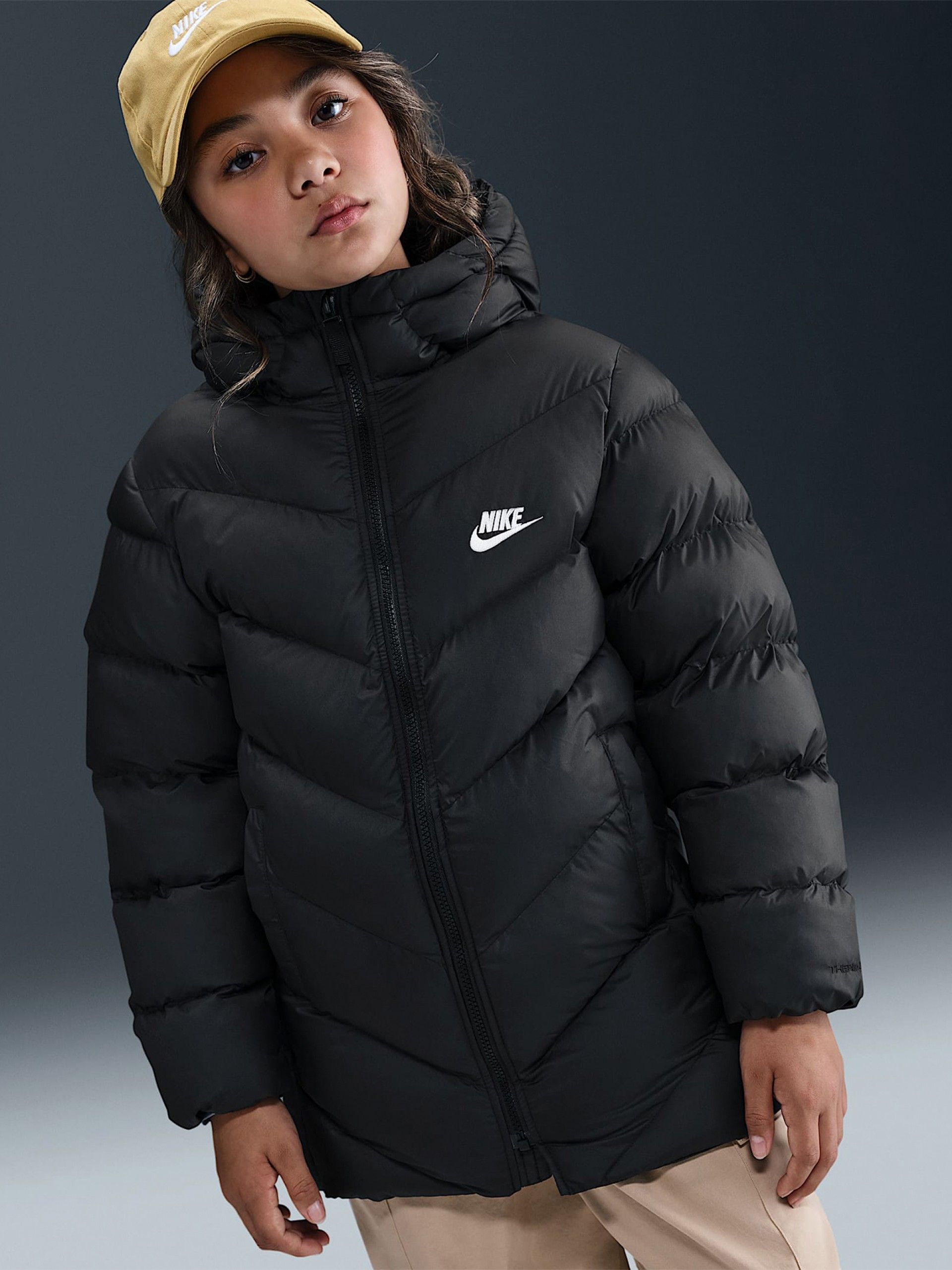 Chaqueta con Capucha Nike Sportswear All Day Play Therma-FIT Loose Júnior Negra