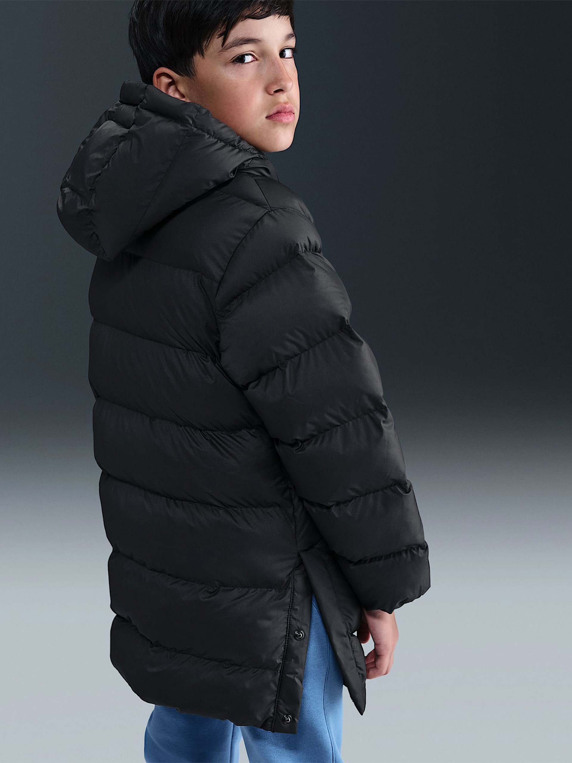 Chaqueta con Capucha Nike Sportswear All Day Play Therma-FIT Loose Júnior Negra