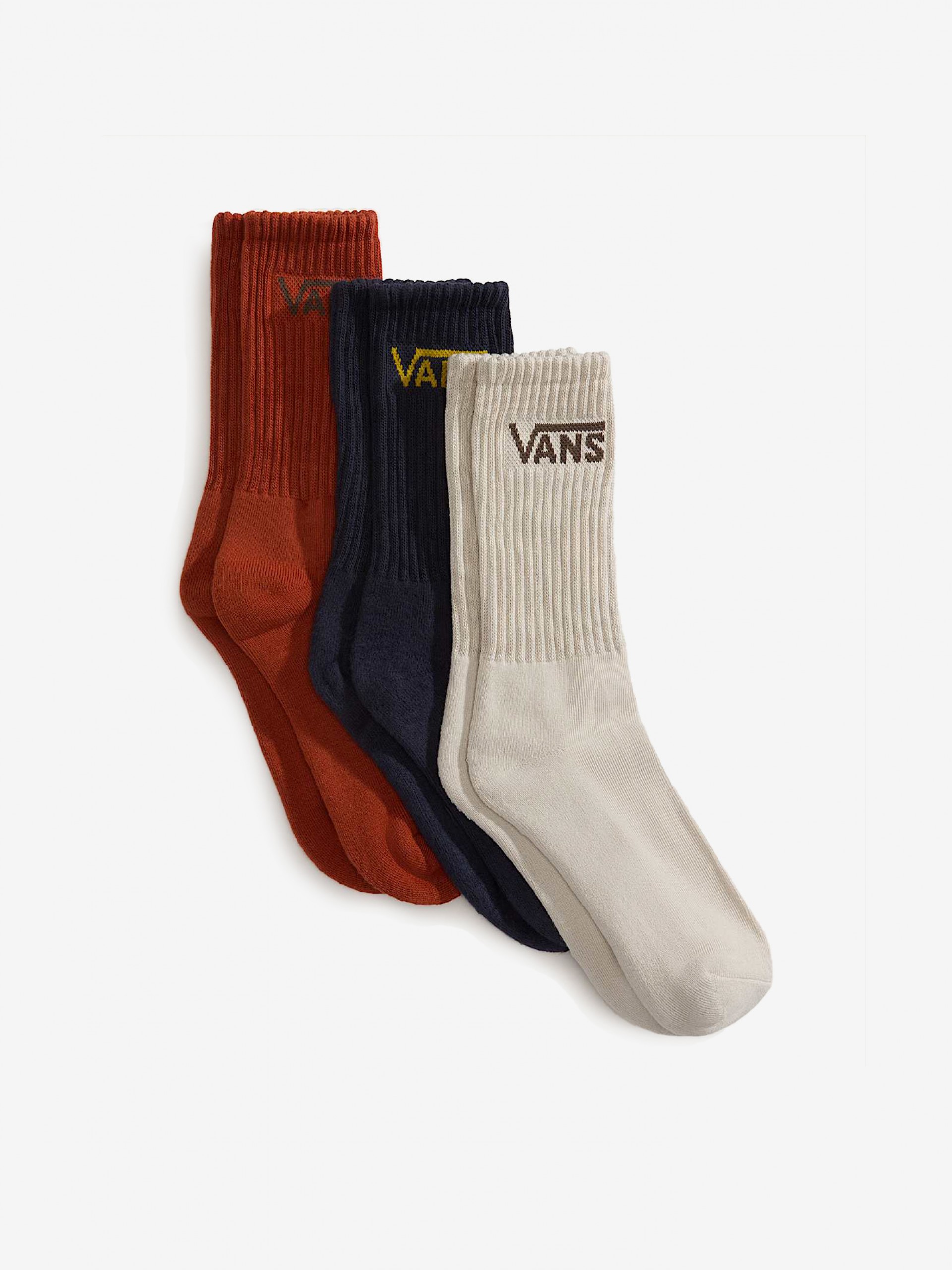 Calcetines Vans Classic Crew Beige/Azules/Naranja (3 Pares)