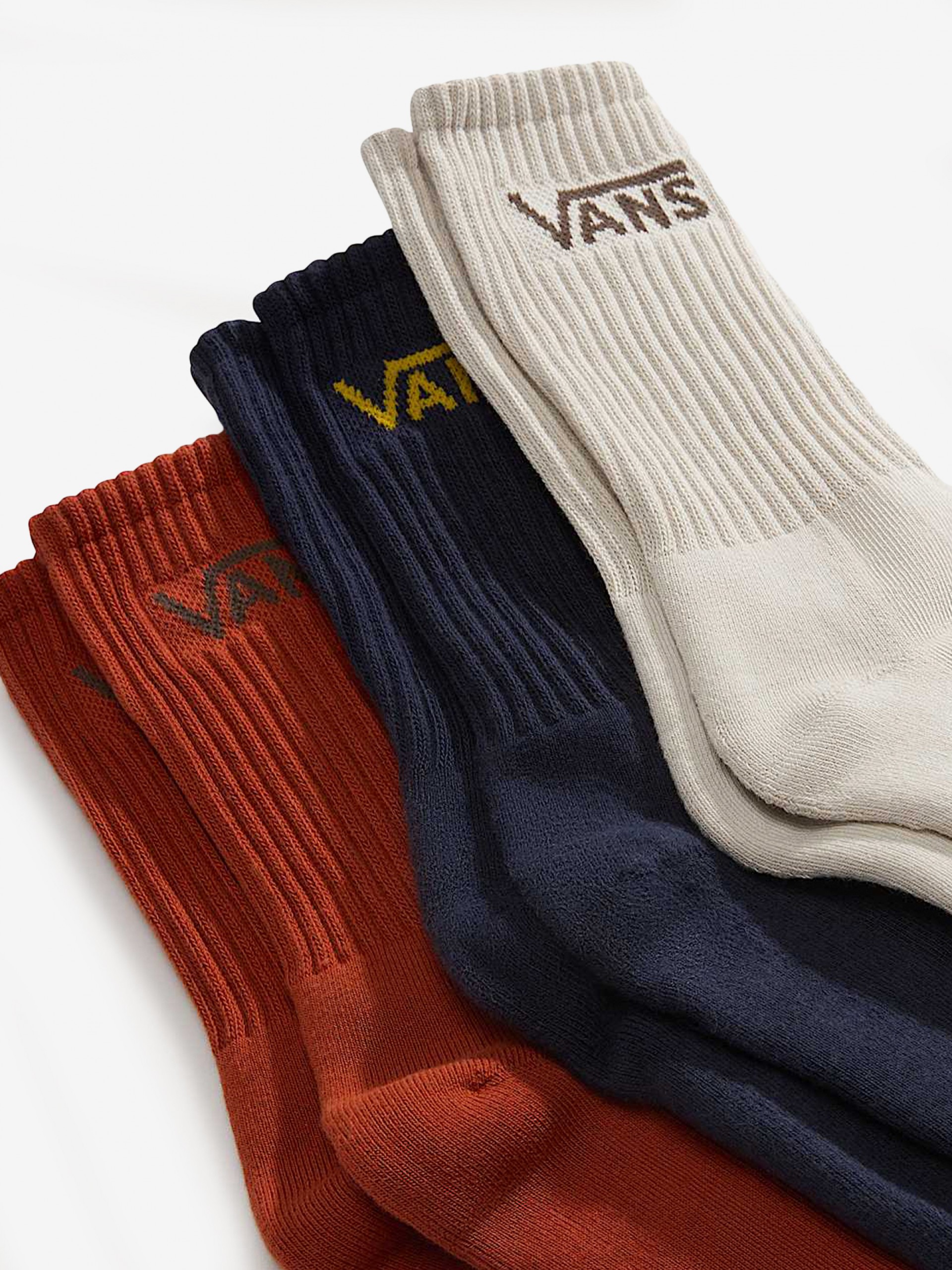 Calcetines Vans Classic Crew Beige/Azules/Naranja (3 Pares)