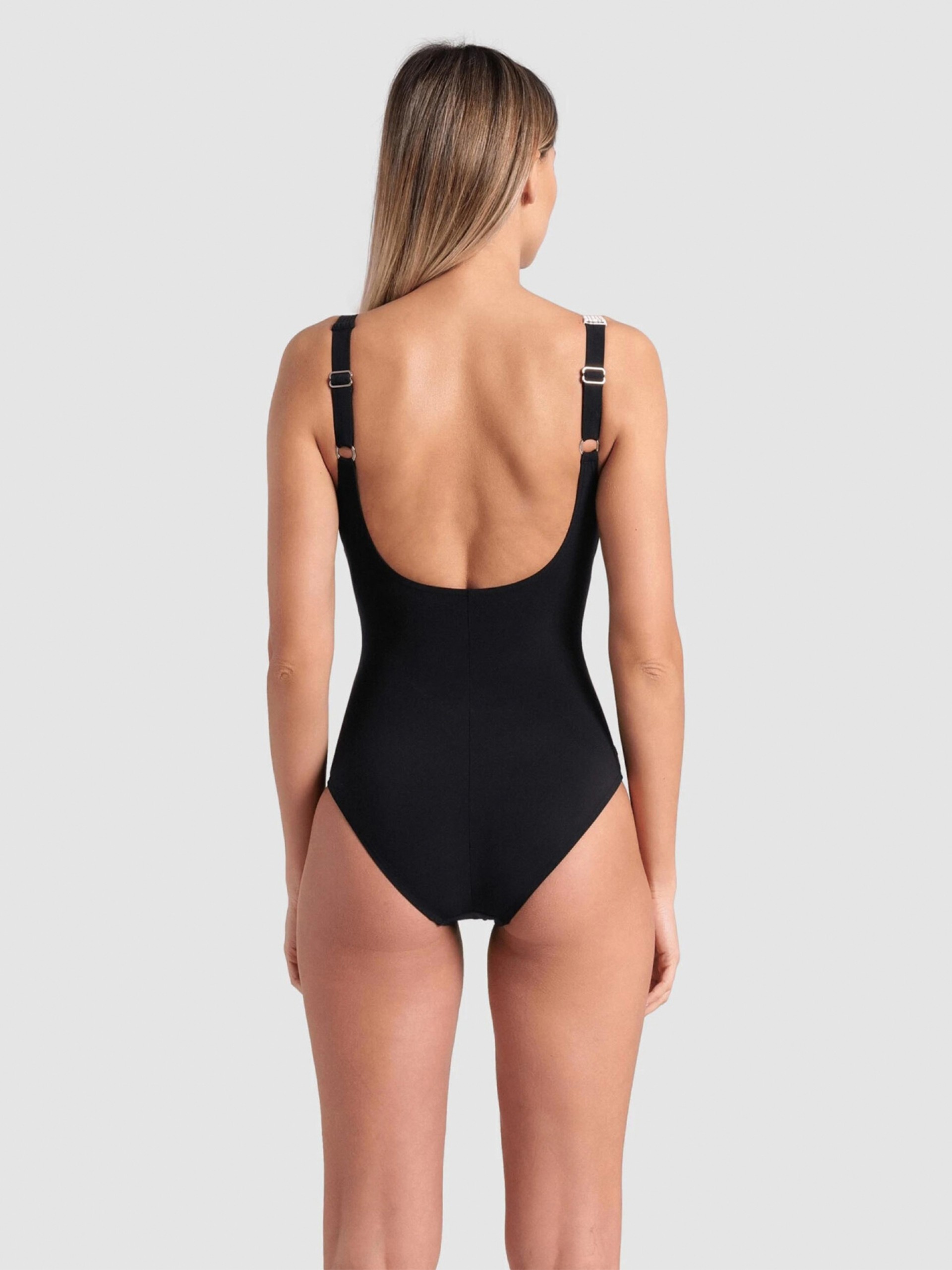 Fato de Banho Arena Liliana U Back Branco e Preto