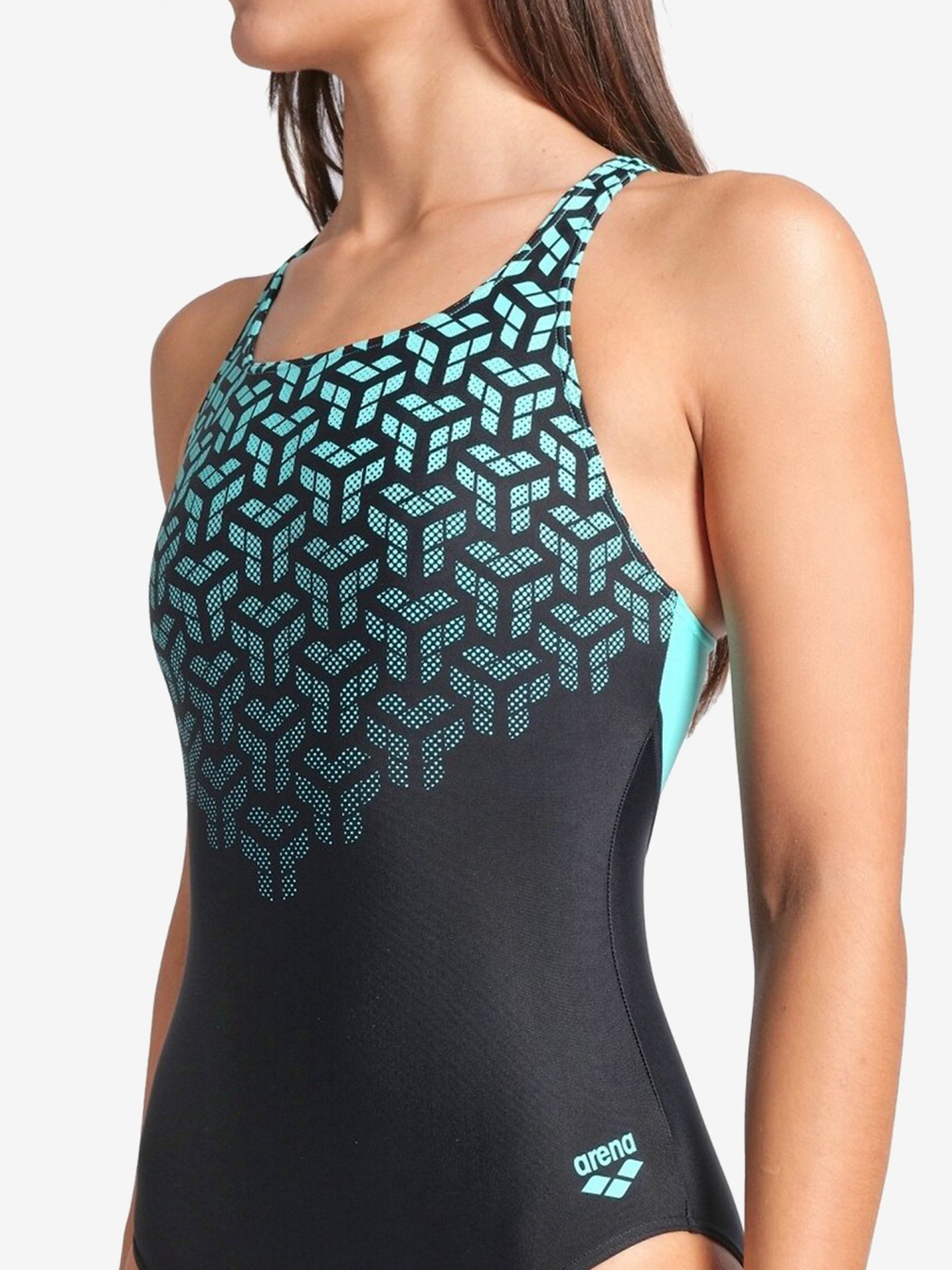 Fato de Banho Arena Kikko V Back Graphic Preto e Azul