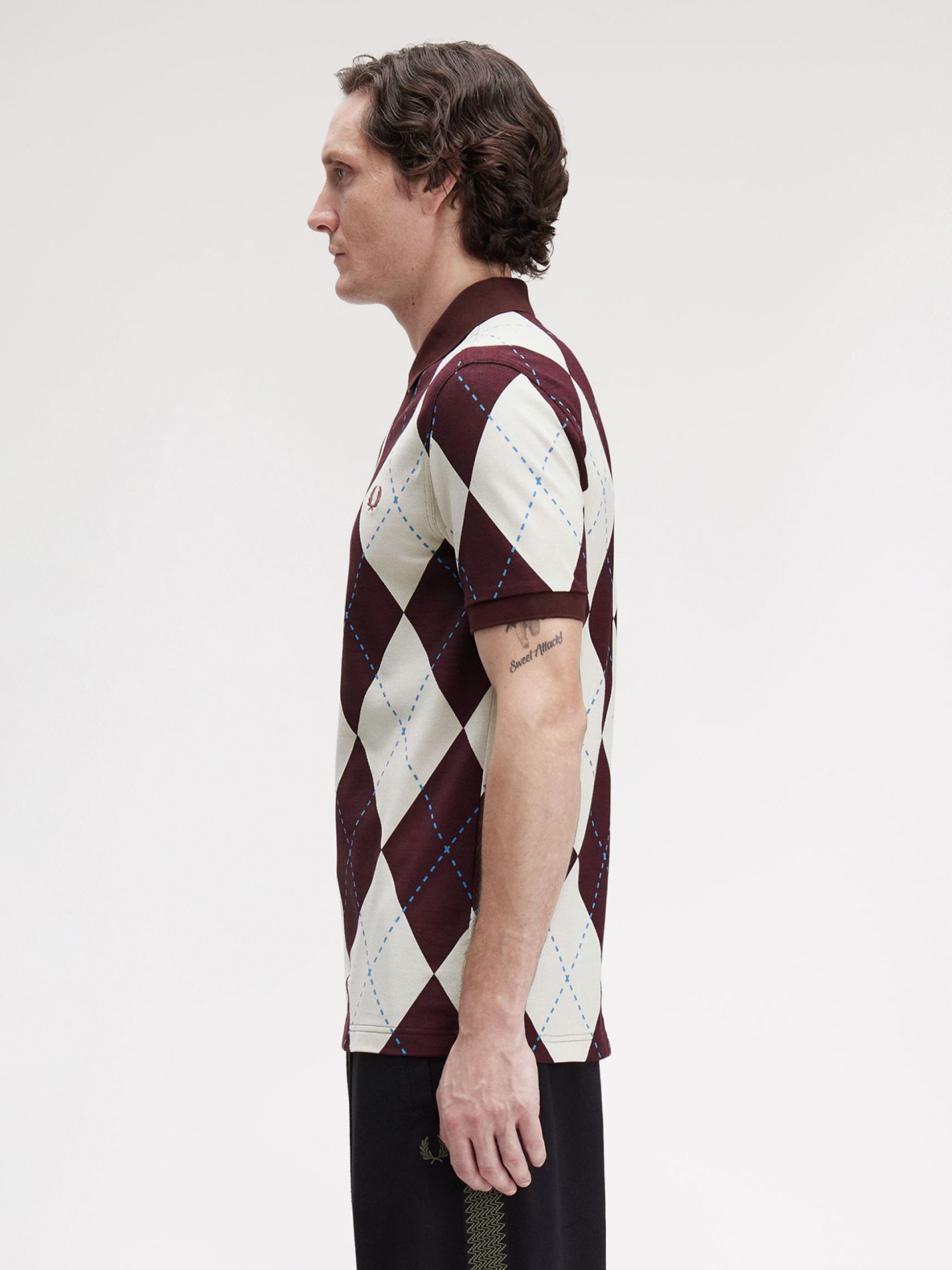 Polo Fred Perry Argyle Print Burdeos y Beige
