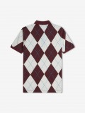 Fred Perry Argyle Print Burgundy and Beige Polo Shirt