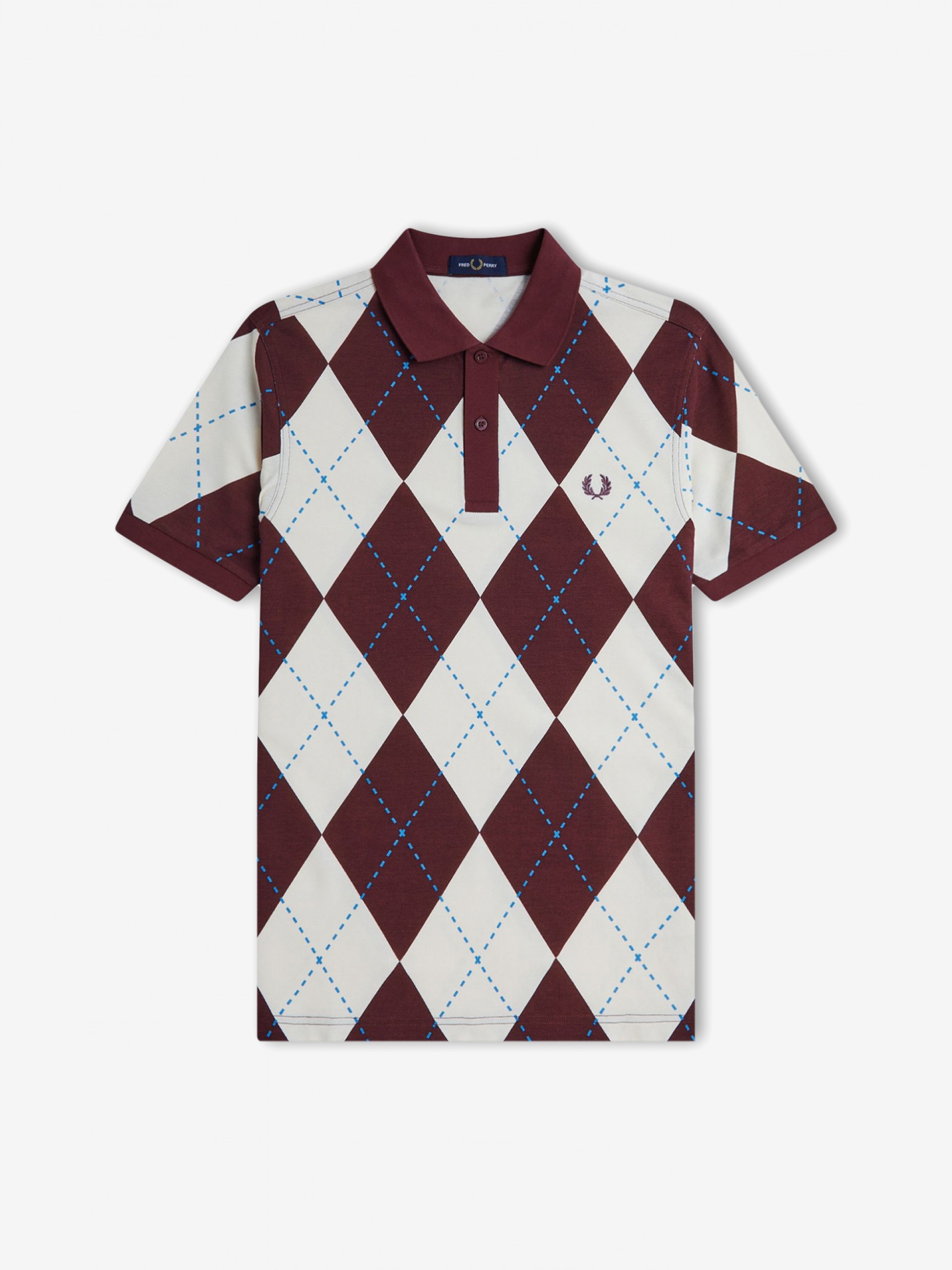 Polo Fred Perry Argyle Print Burdeos y Beige