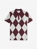 Fred Perry Argyle Print Burgundy and Beige Polo Shirt