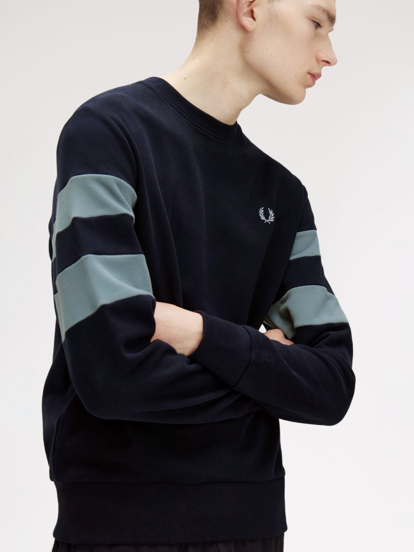 Sudadera Fred Perry Peached Tipped Sleeve Azul