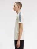 Fred Perry Contrast Tape Ringer Beige and Blue T-shirt