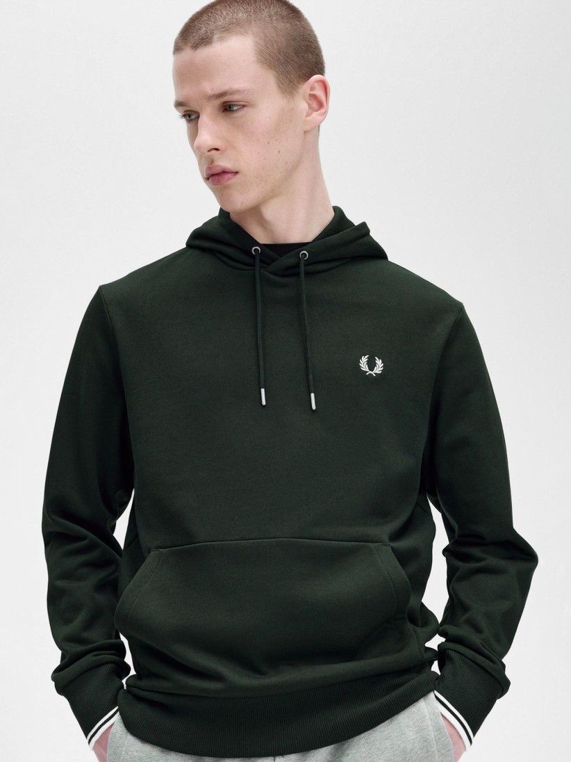 Fred Perry Tipped Green Hoodie