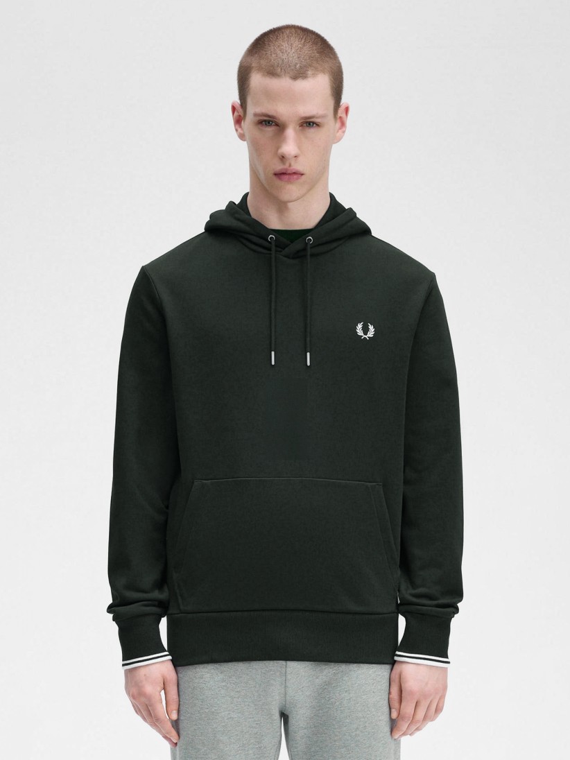 Fred Perry Tipped Green Hoodie
