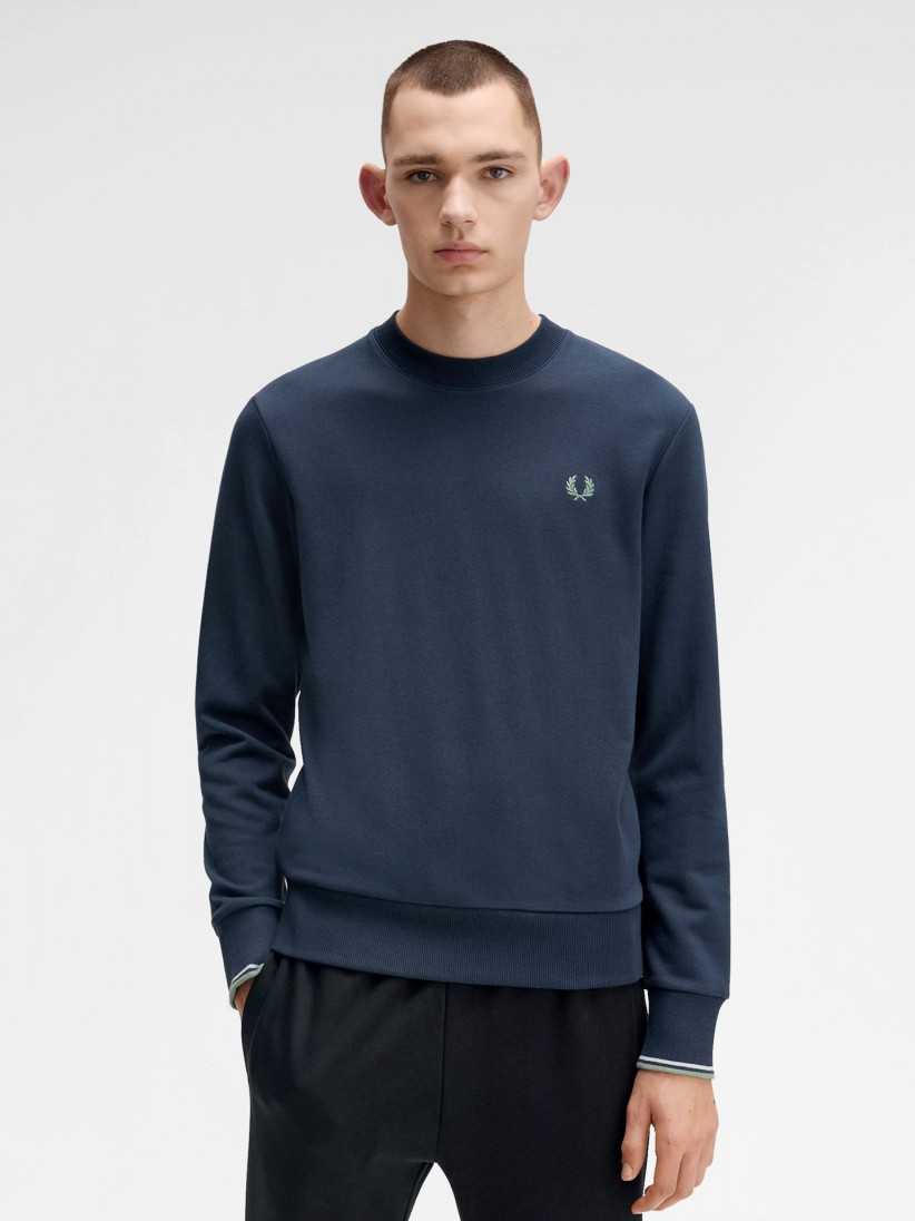 Fred Perry Crew Neck Blue Sweater