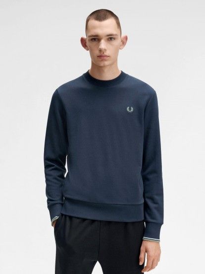 Fred Perry Crew Neck Blue Sweater