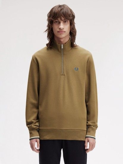 Fred Perry Half Zip Camel Zip Sweater