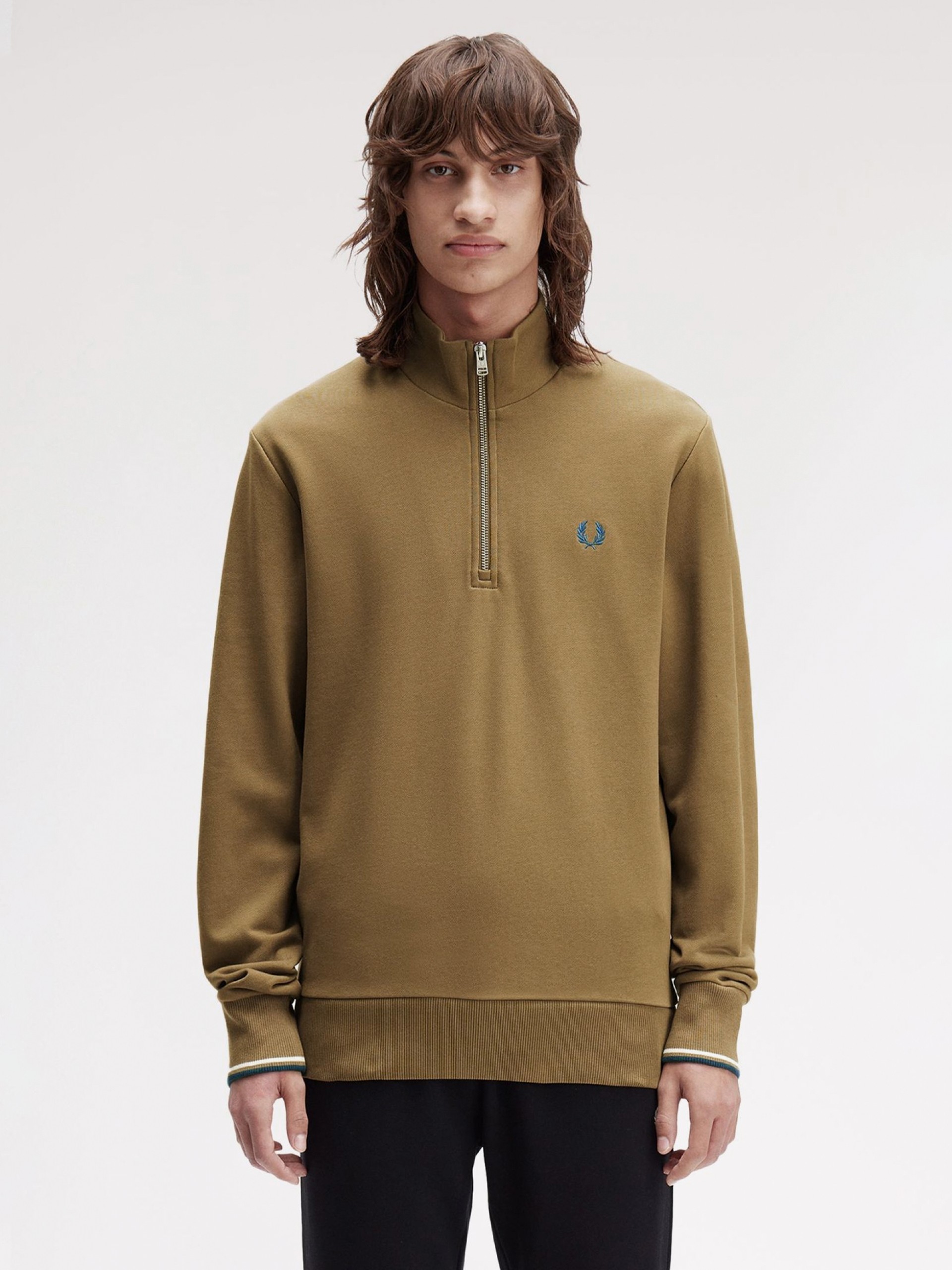 Camisola com Fecho Fred Perry Camel