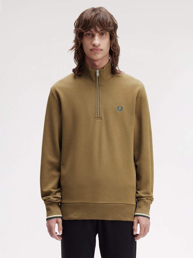 Fred Perry Half Zip Camel Zip Sweater