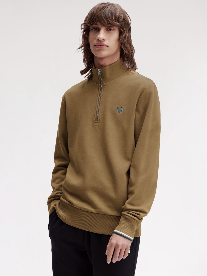 Fred Perry Half Zip Camel Zip Sweater