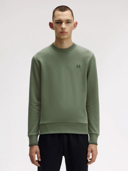 Fred Perry Crew Neck Green Sweater