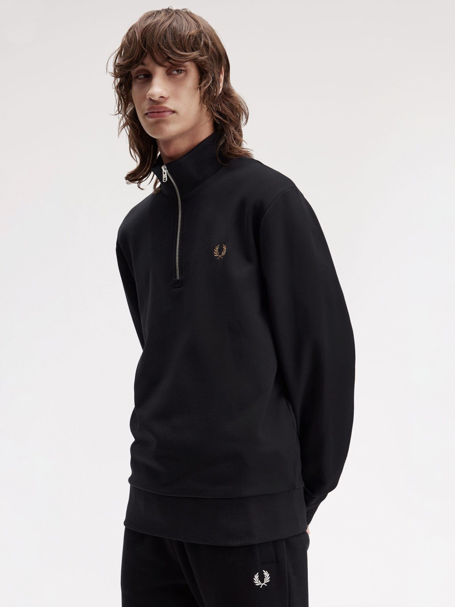 Camisola com Fecho Fred Perry Preta