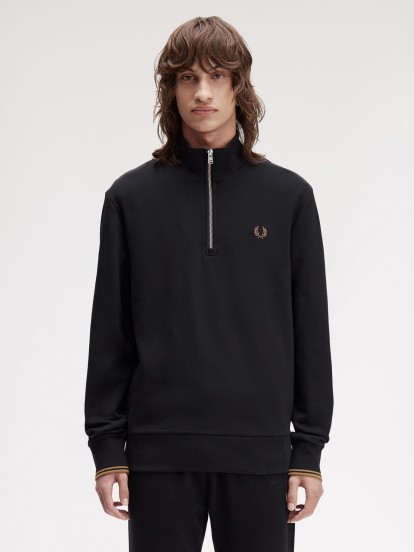 Fred Perry Half Zip Black Zip Sweater
