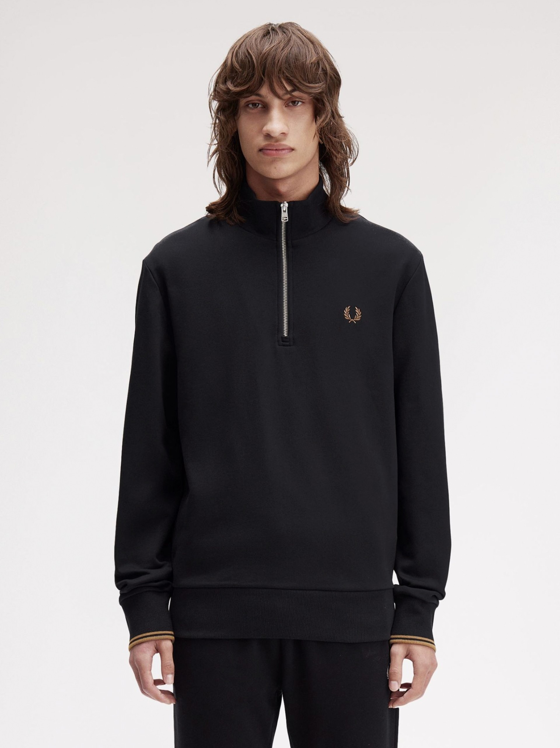 Camisola com Fecho Fred Perry Preta