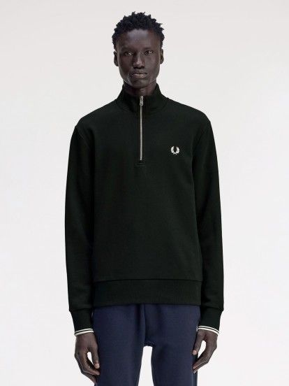 Fred Perry Half Zip Green Zip Sweater