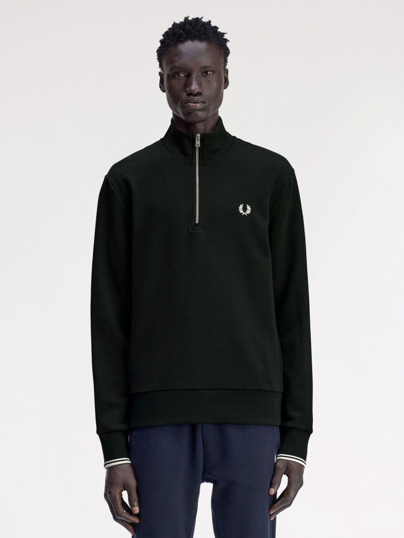 Fred Perry Half Zip Green Zip Sweater
