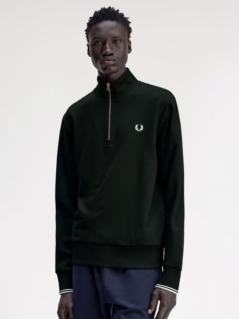 Fred Perry Half Zip Green Zip Sweater