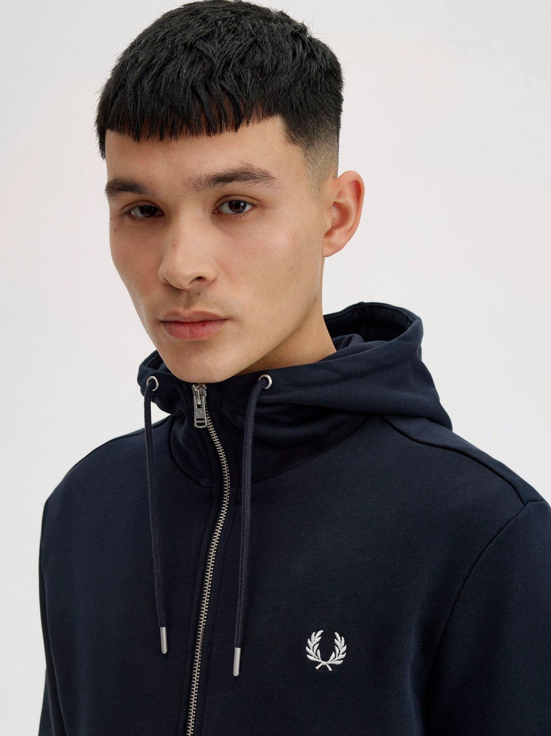 Fred Perry Zip Through Blue Hooded Jacket